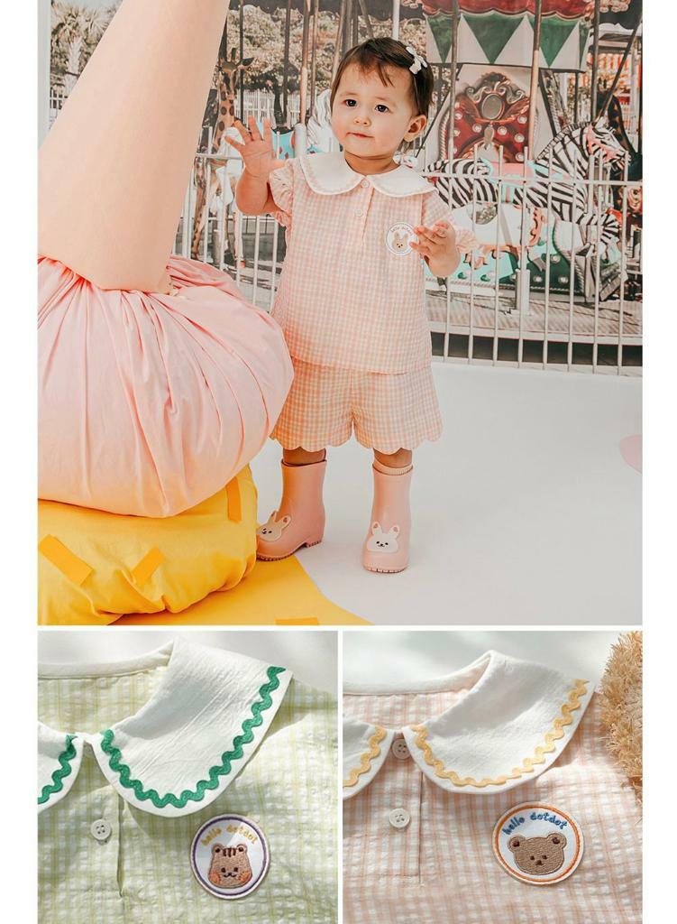 (現貨)DTD 格仔波浪衫+褲set