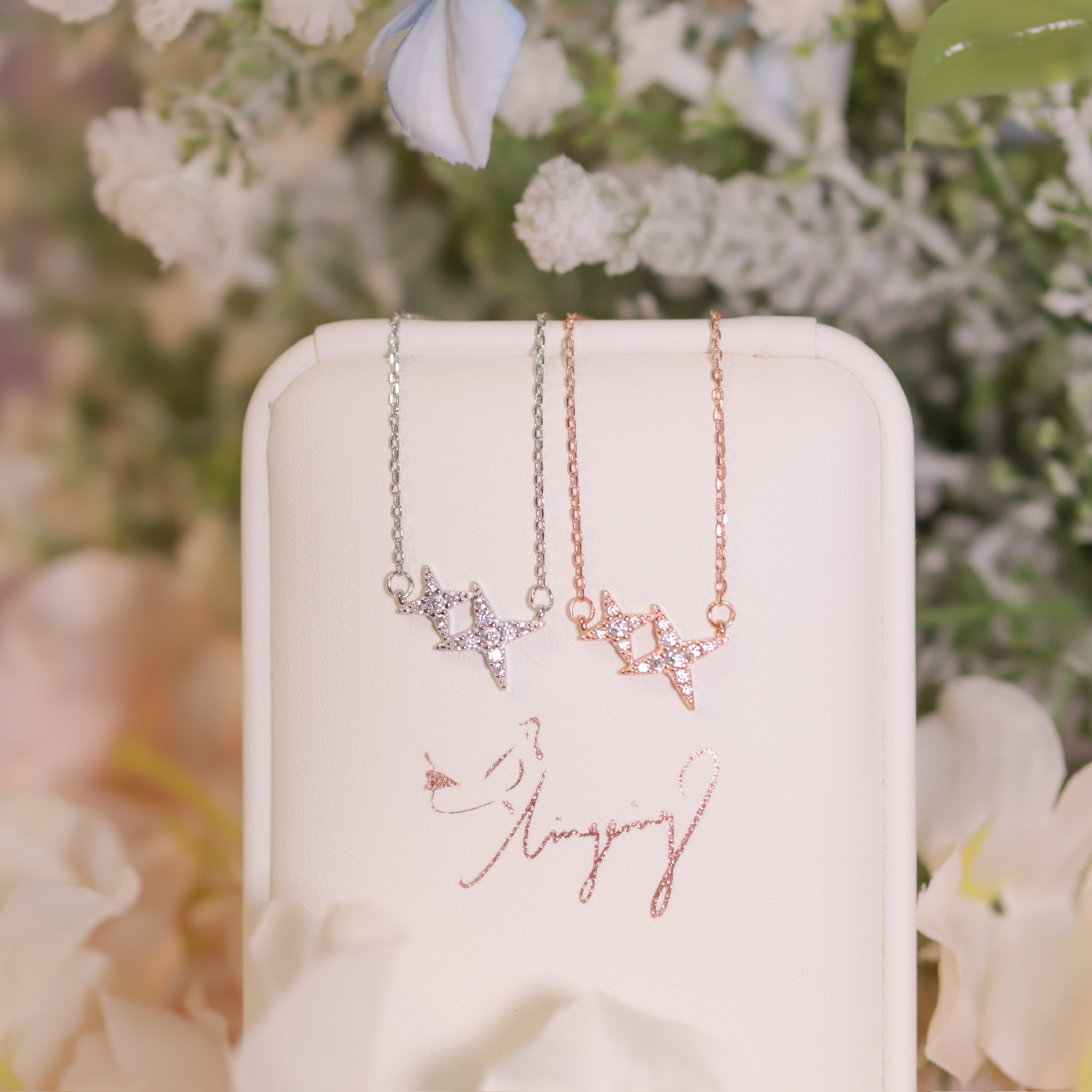 | 925純銀・白金 · 玫瑰金| 暖暖星暈項鍊（銀/玫瑰金） | NE0906 |