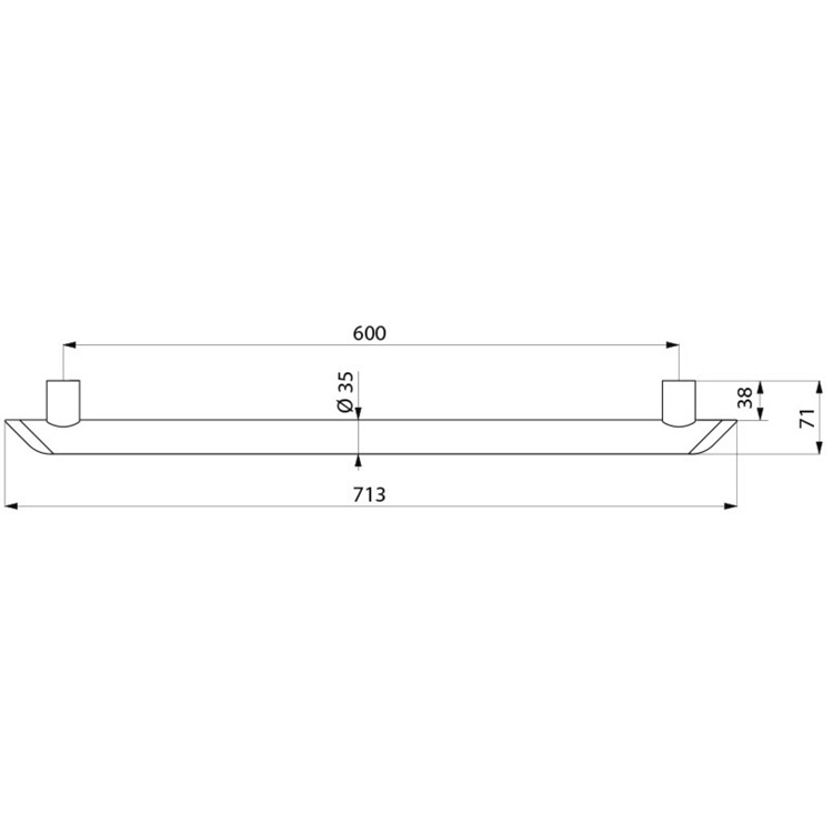 Delabie Be-Line 511906C Anthracite straight grab bar, 35mm dia, 600L mm