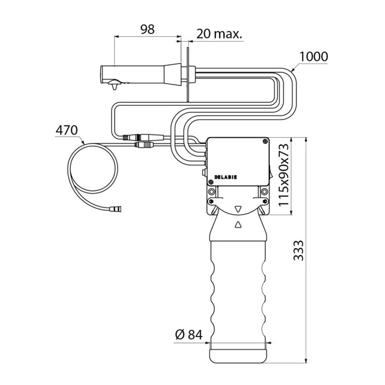 Delabie "BINOPTIC" 512051P (512051PSP) Wall-mounted electronic soap dispenser, mains supply with 230/6V direct connection