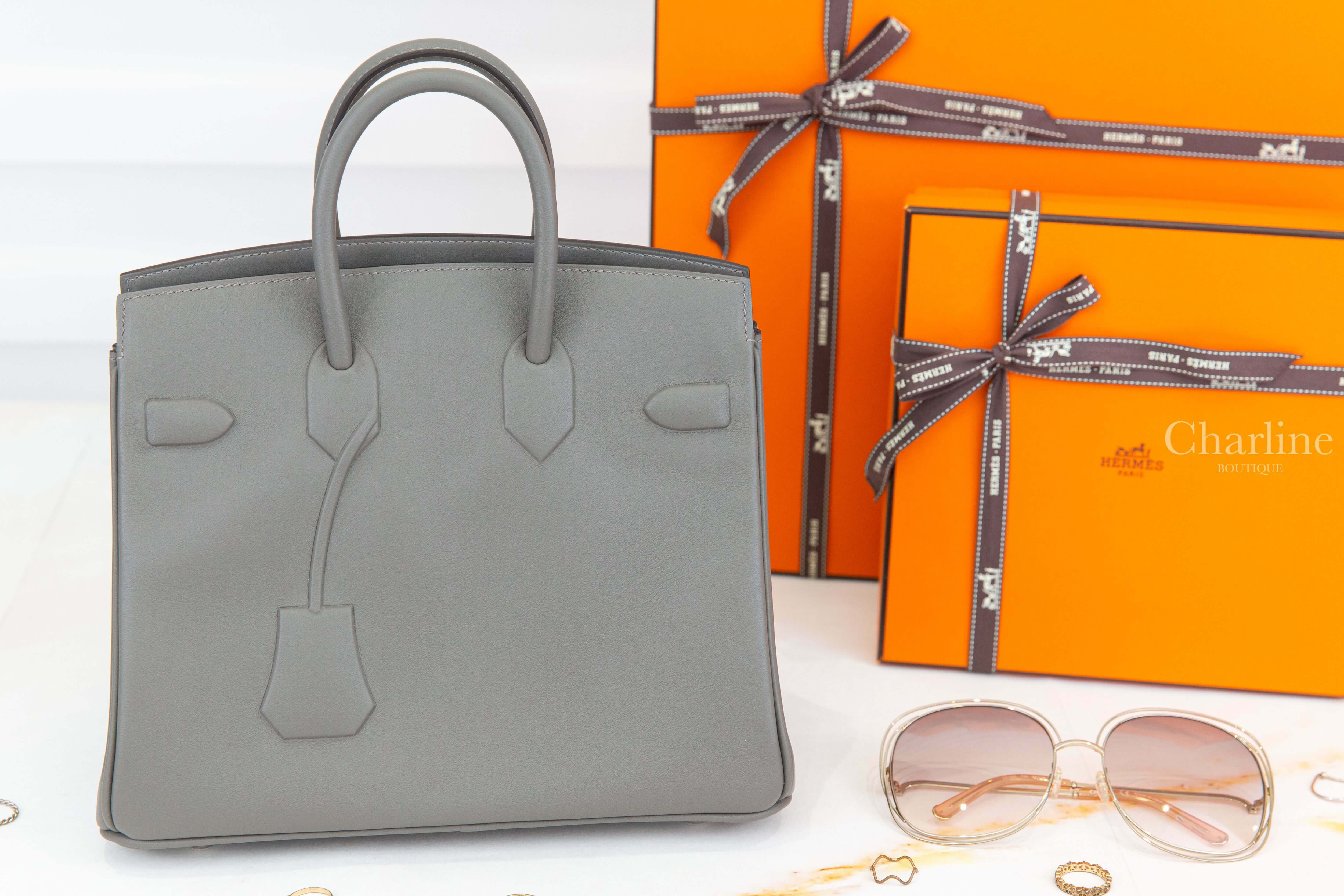 Hermès Birkin Shadow 25cm 0L Gris Meyer Swift B刻積雨雲灰鉑金包-Charline Boutique 精品代購