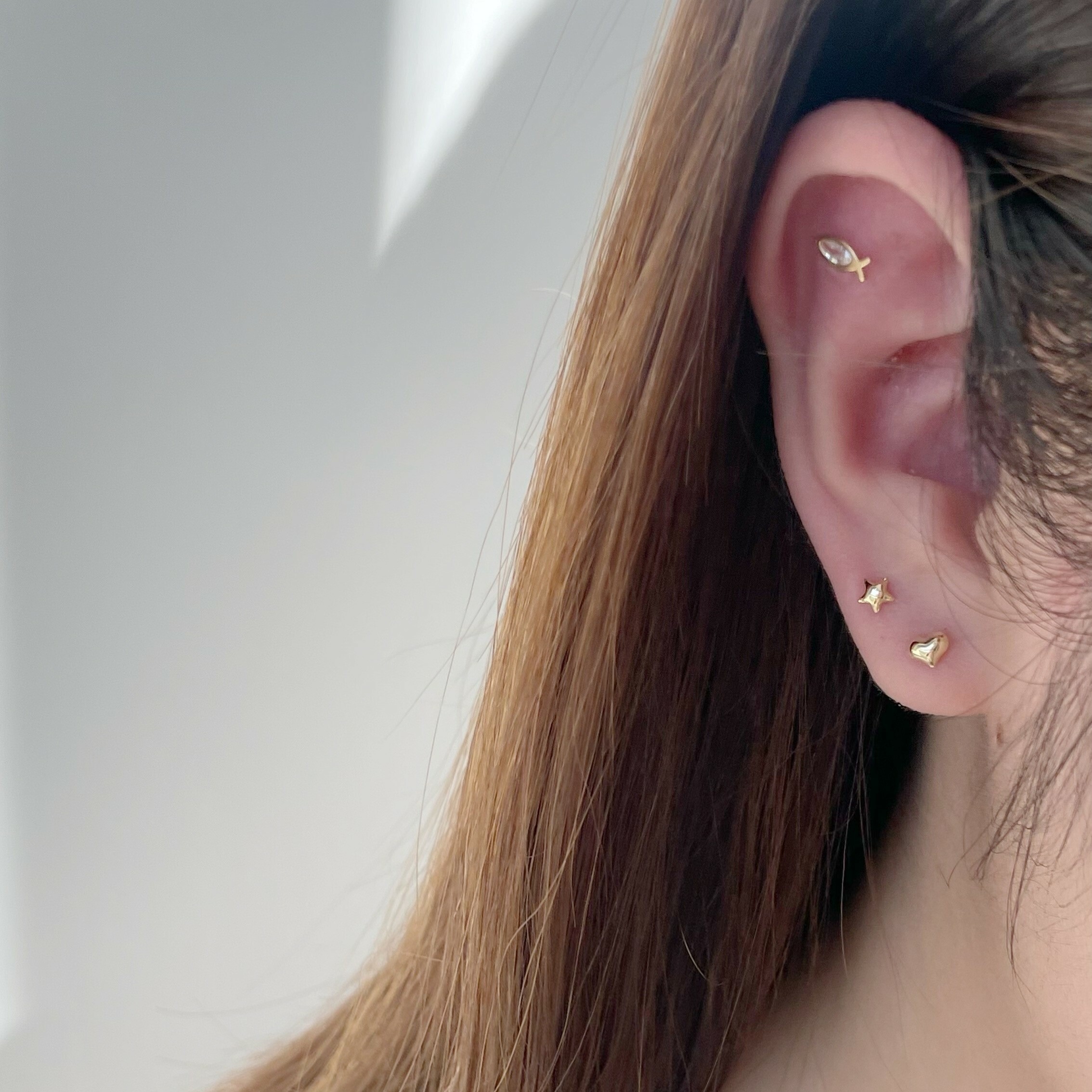 14k小澎澎星星轉珠耳環