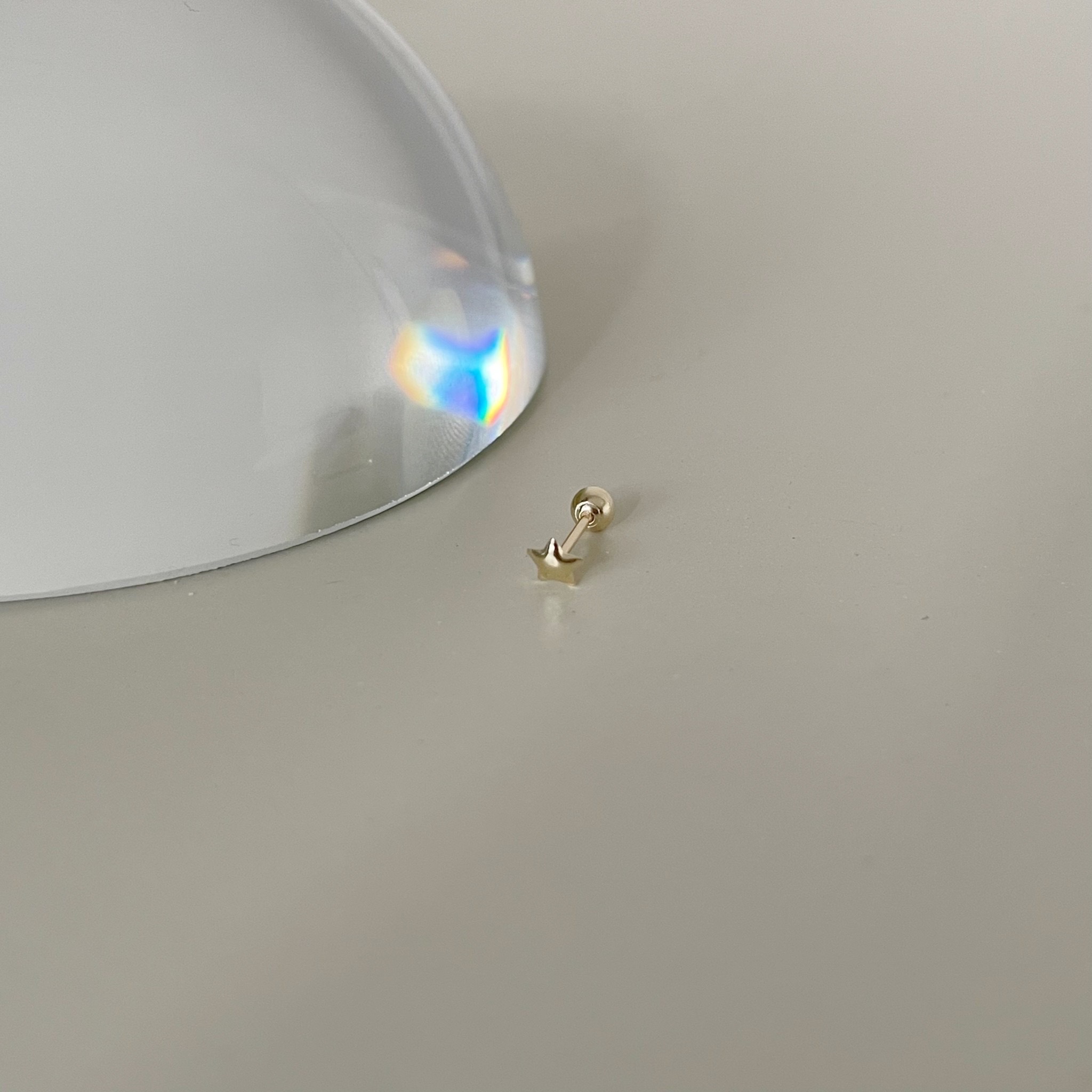 14k小澎澎星星轉珠耳環