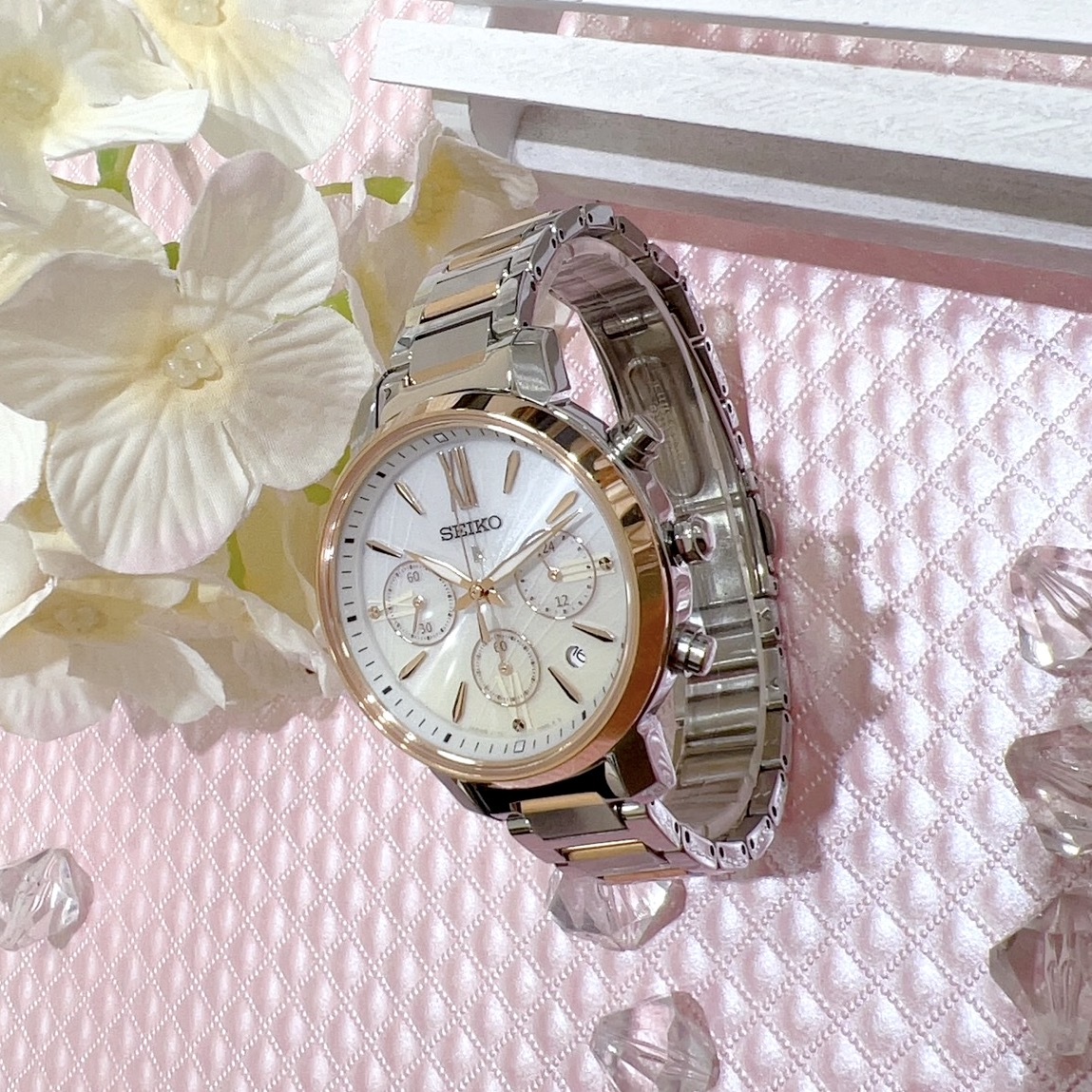 【SEIKO 精工】LUKIA系列 海芋設計主題太陽能計時女錶 V175-0FC0Y 36.2mm  現代鐘錶
