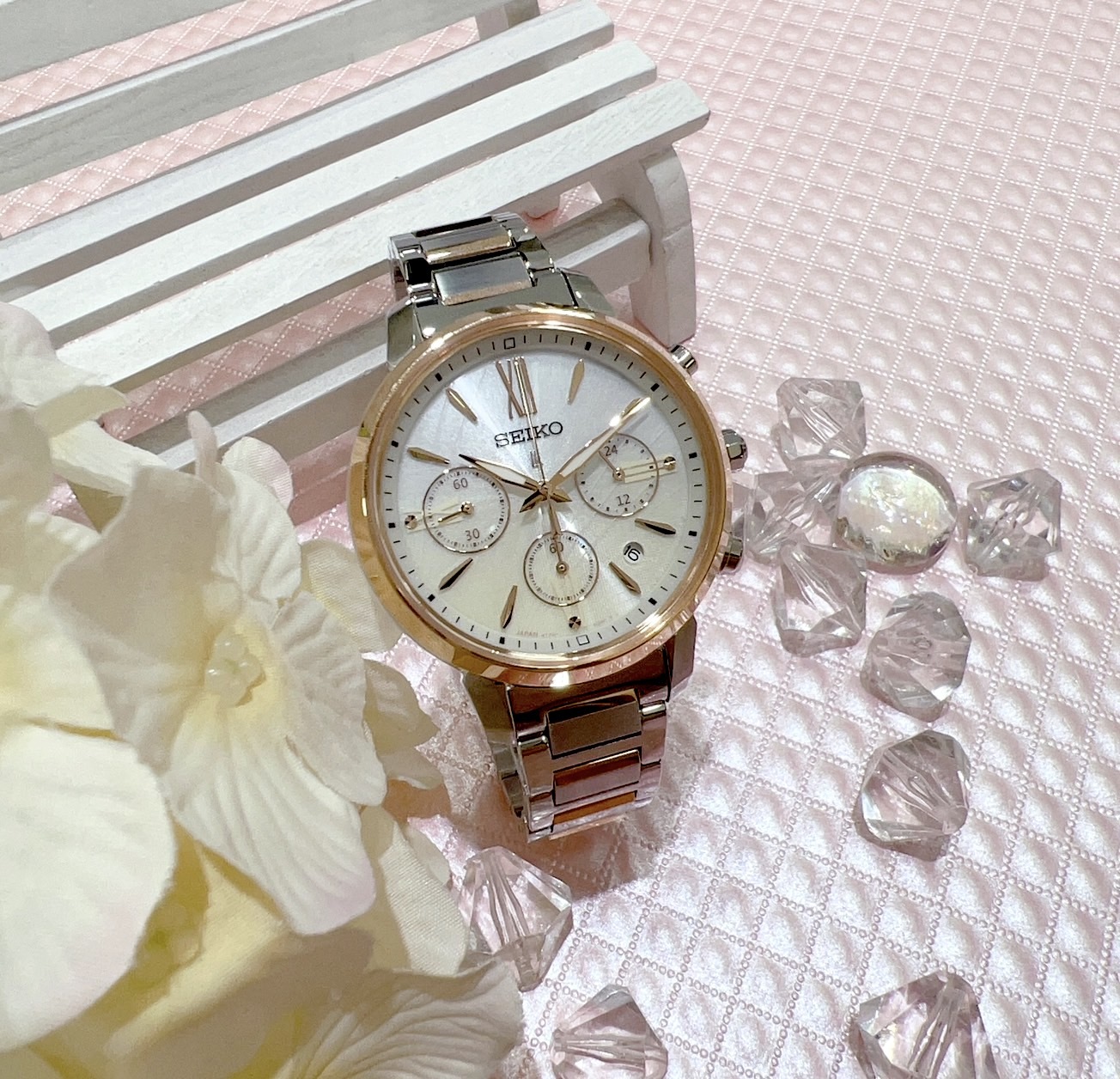 【SEIKO 精工】LUKIA系列 海芋設計主題太陽能計時女錶 V175-0FC0Y 36.2mm  現代鐘錶