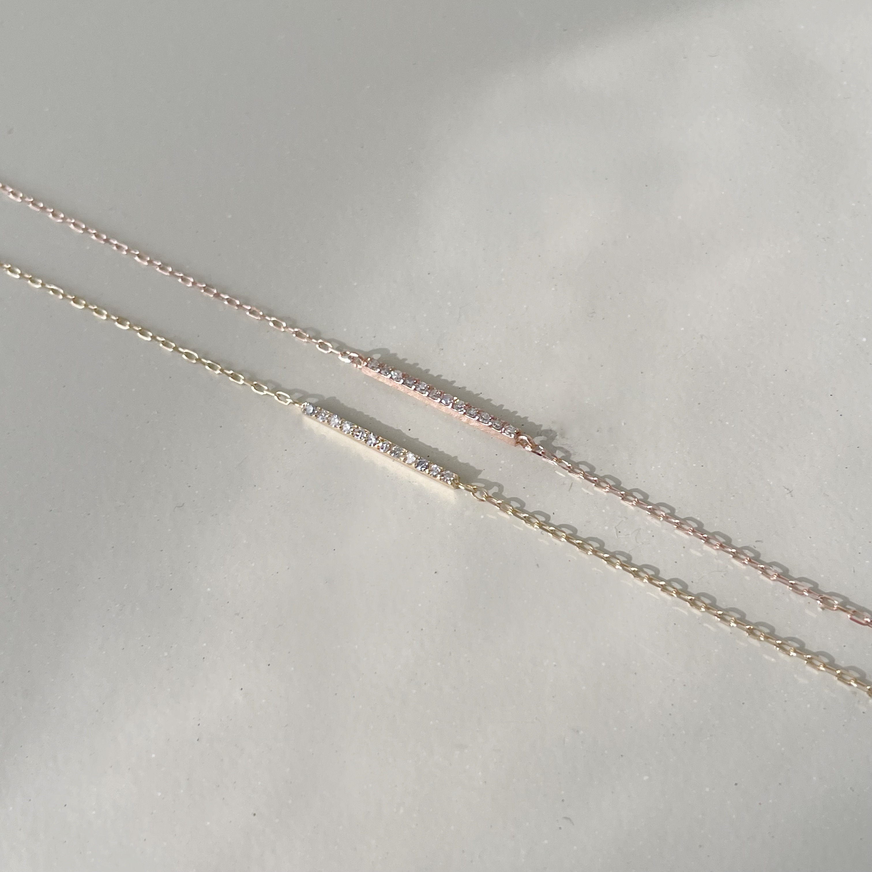 14k pave真鑽bar手鍊