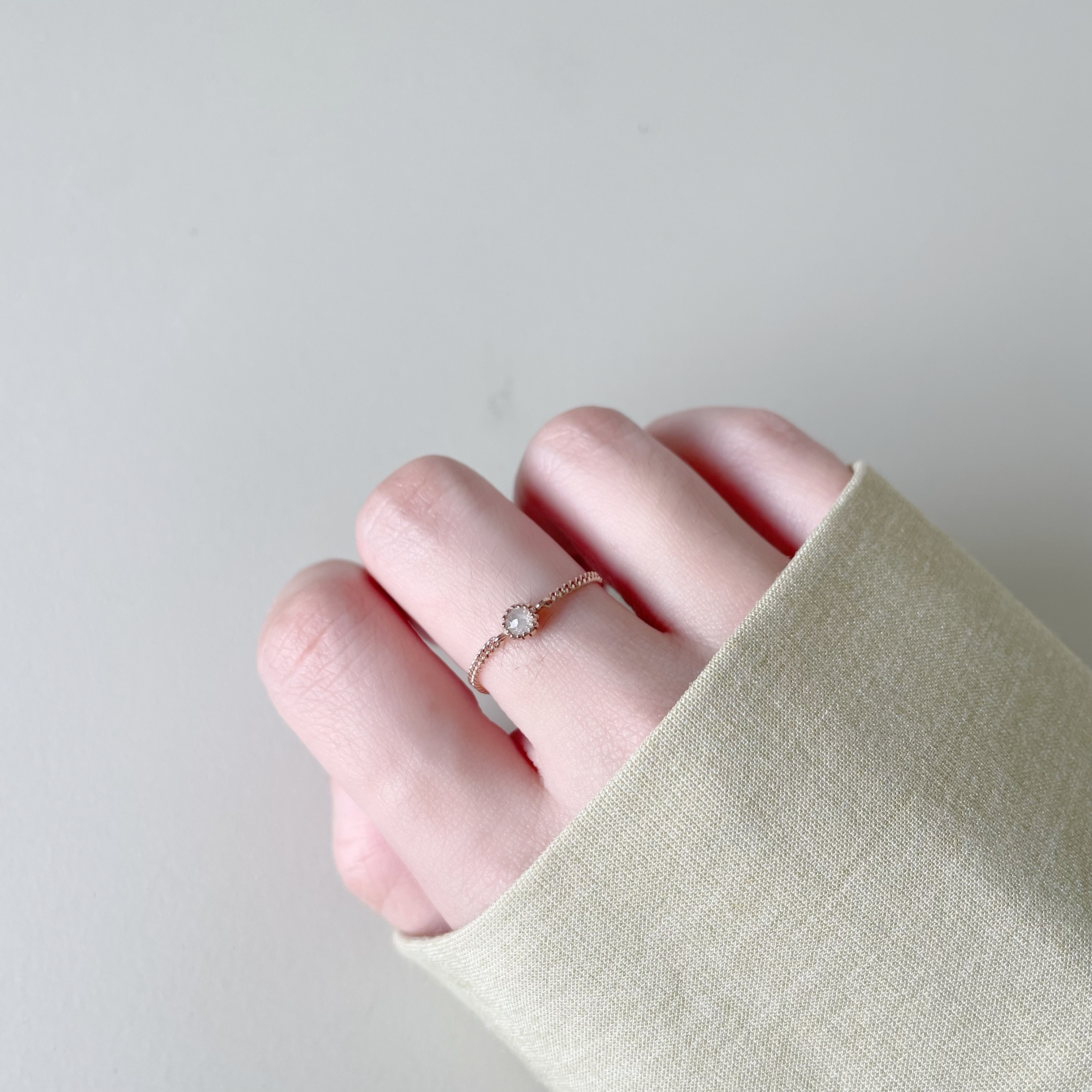 14k蛋糕灰鑽原礦古巴鍊戒