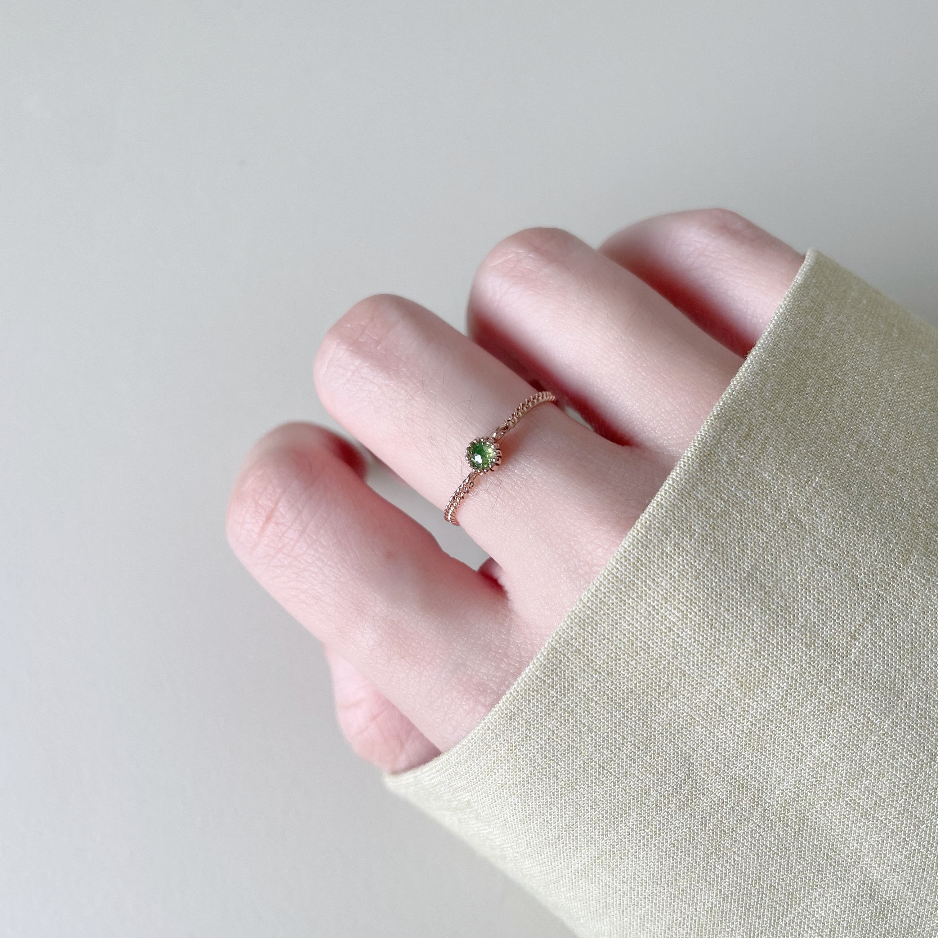 14k蛋糕綠鑽原礦古巴鍊戒