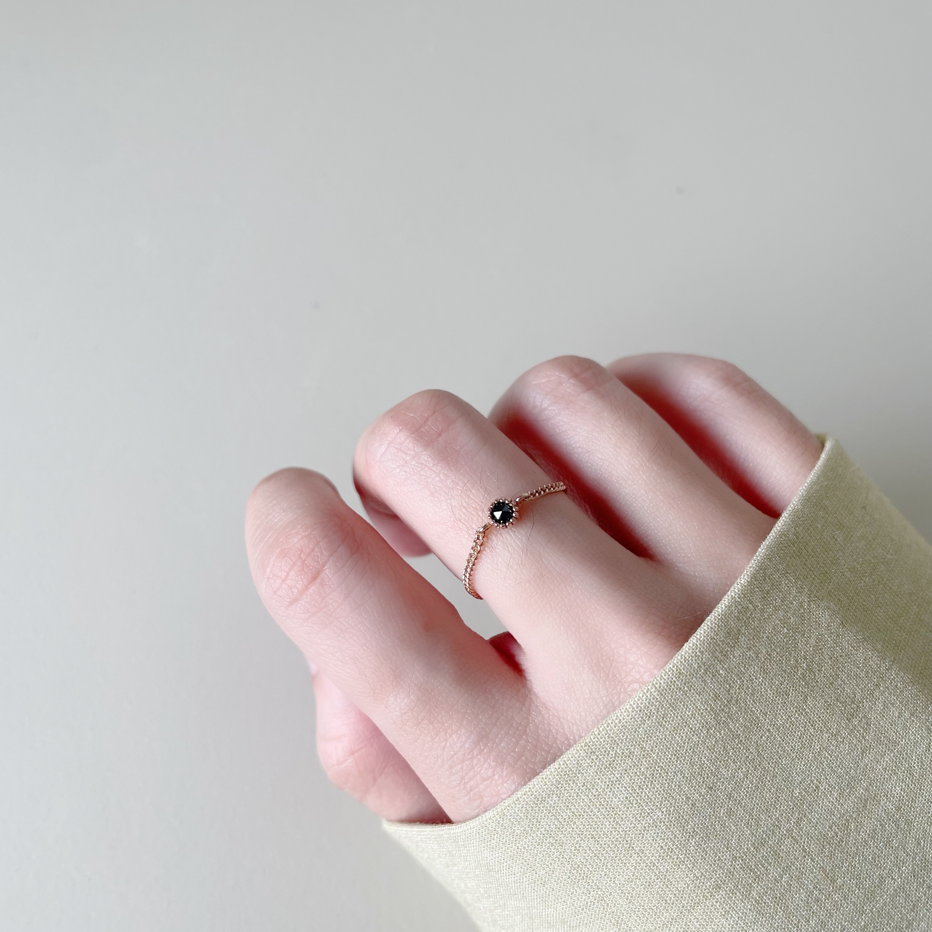 14k蛋糕黑鑽原礦古巴鍊戒