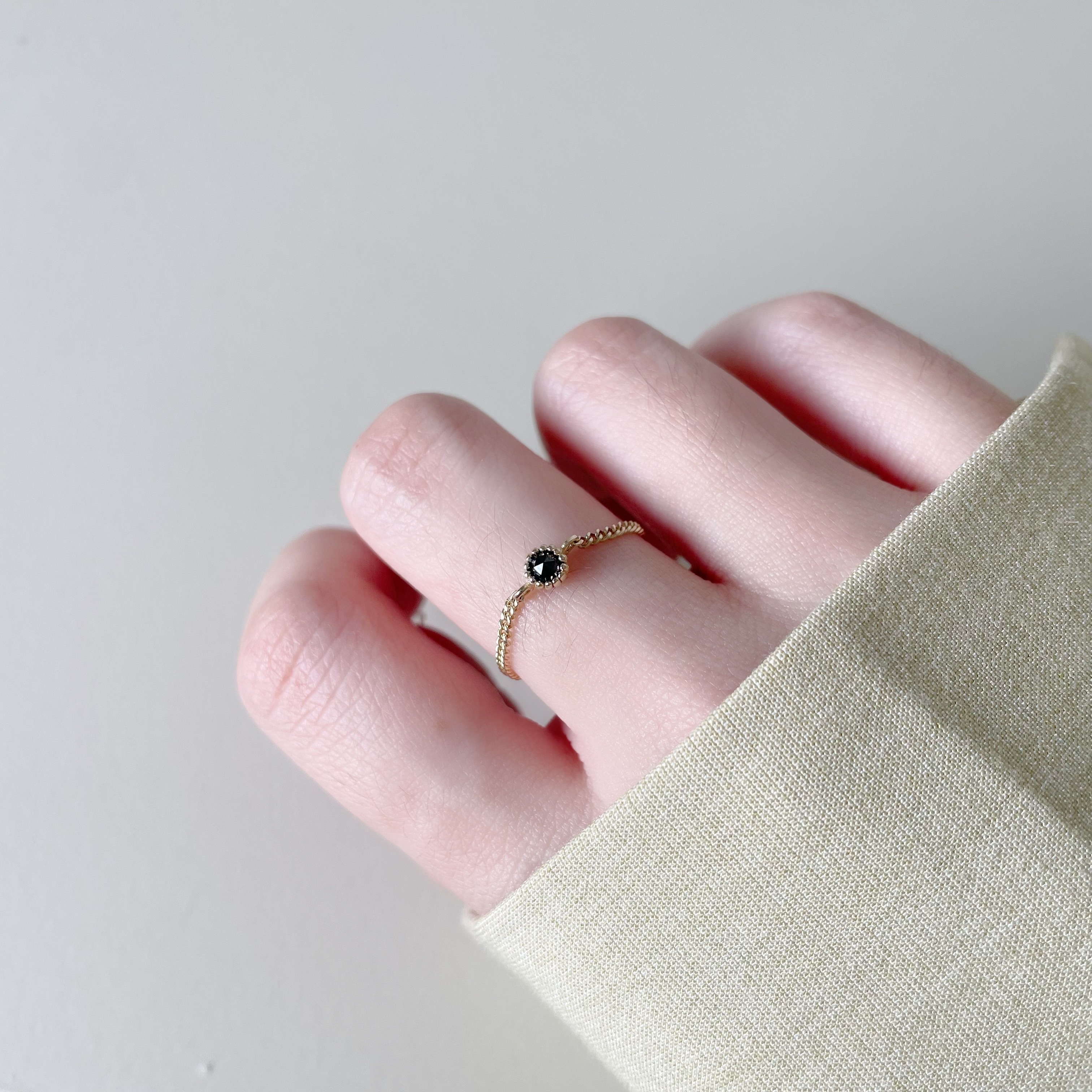 14k蛋糕黑鑽原礦古巴鍊戒