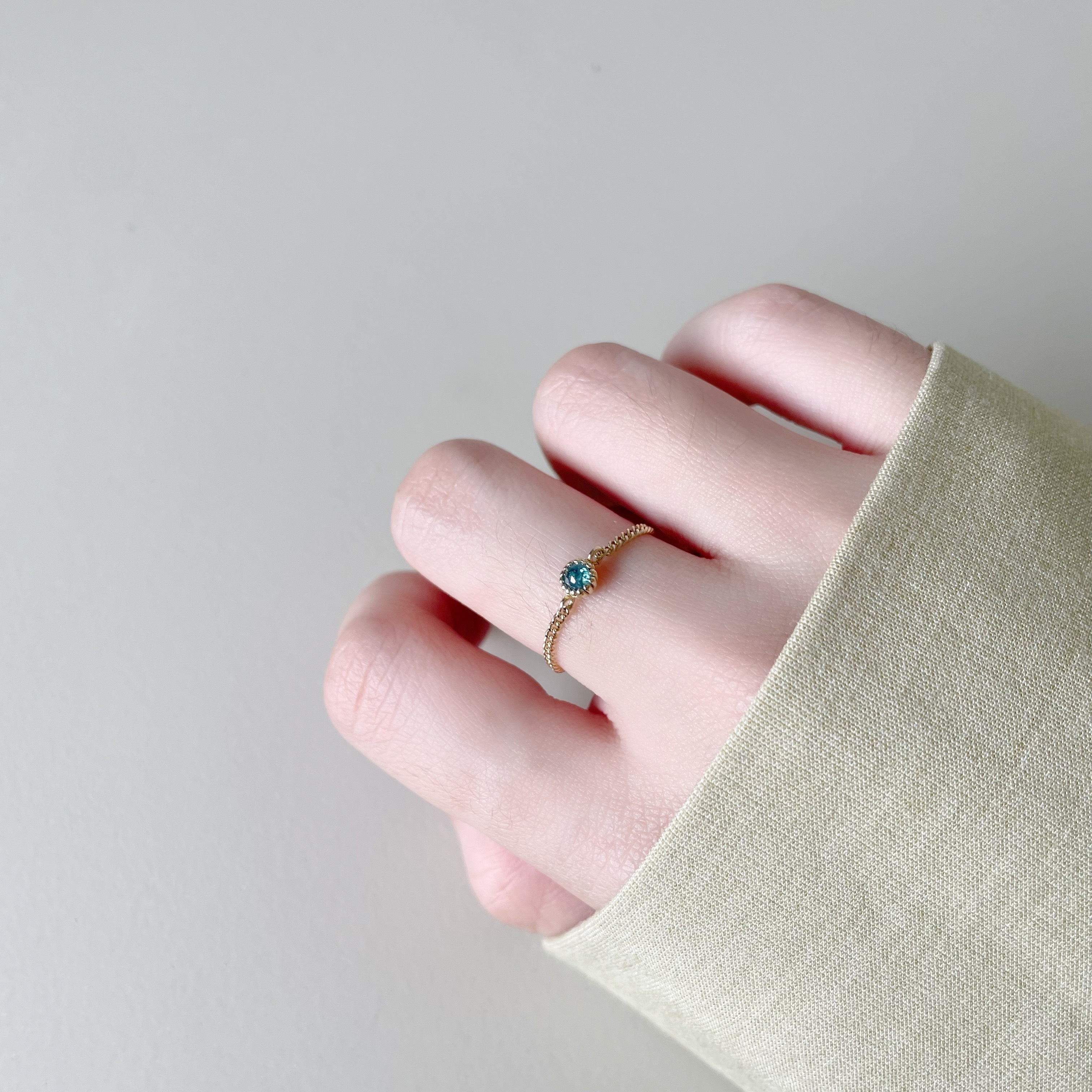 14k蛋糕藍鑽原礦古巴鍊戒