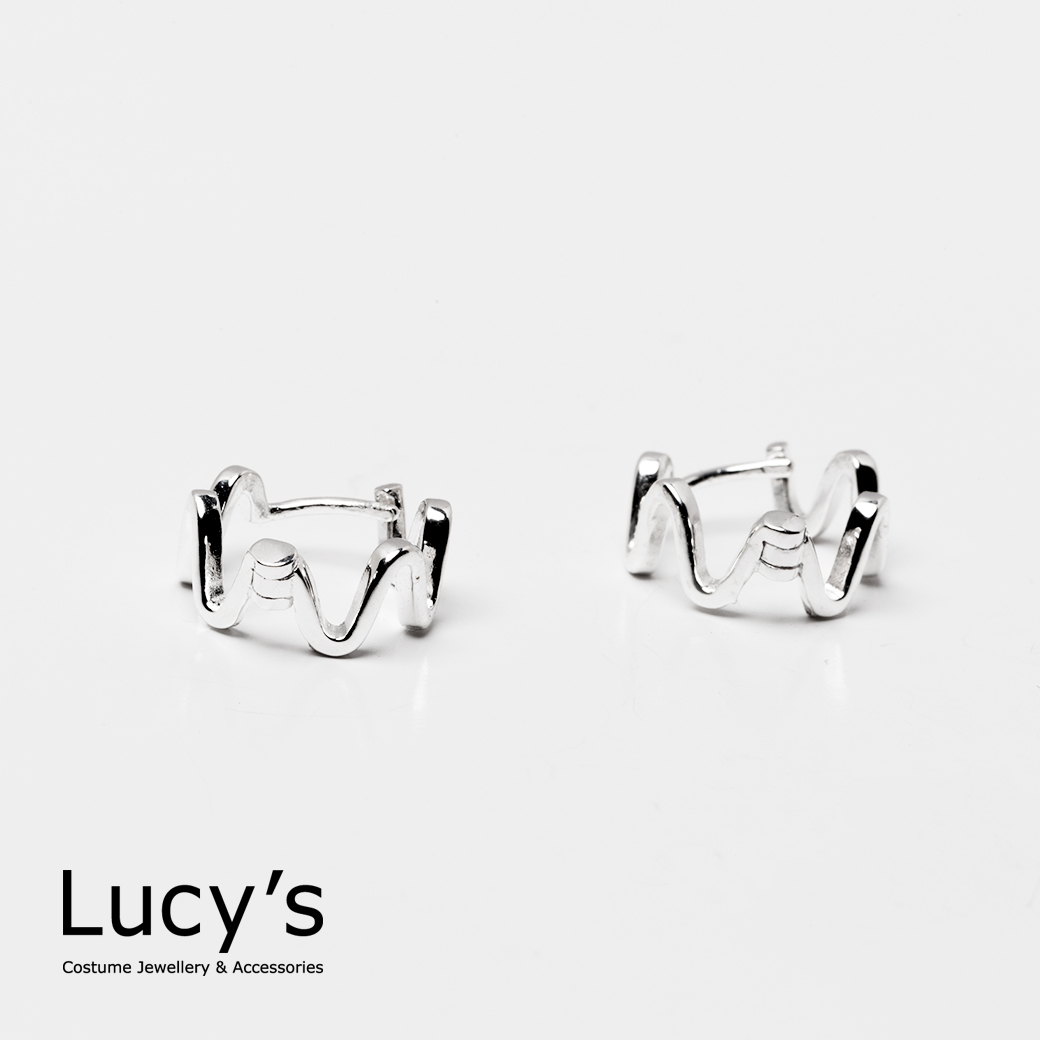 925純銀 心電頻率 易扣耳環 (72920)