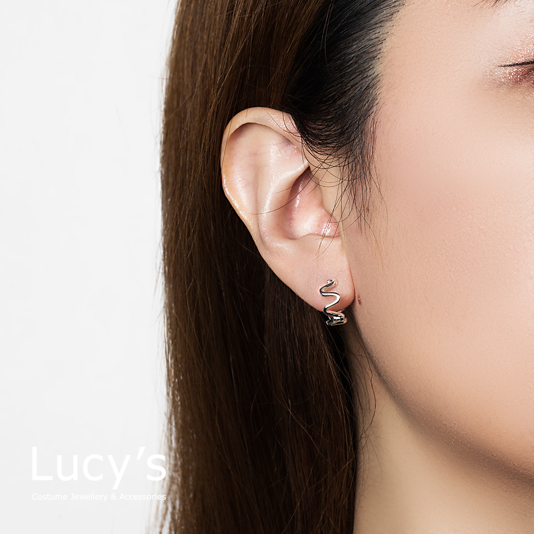 925純銀 心電頻率 易扣耳環 (72920)