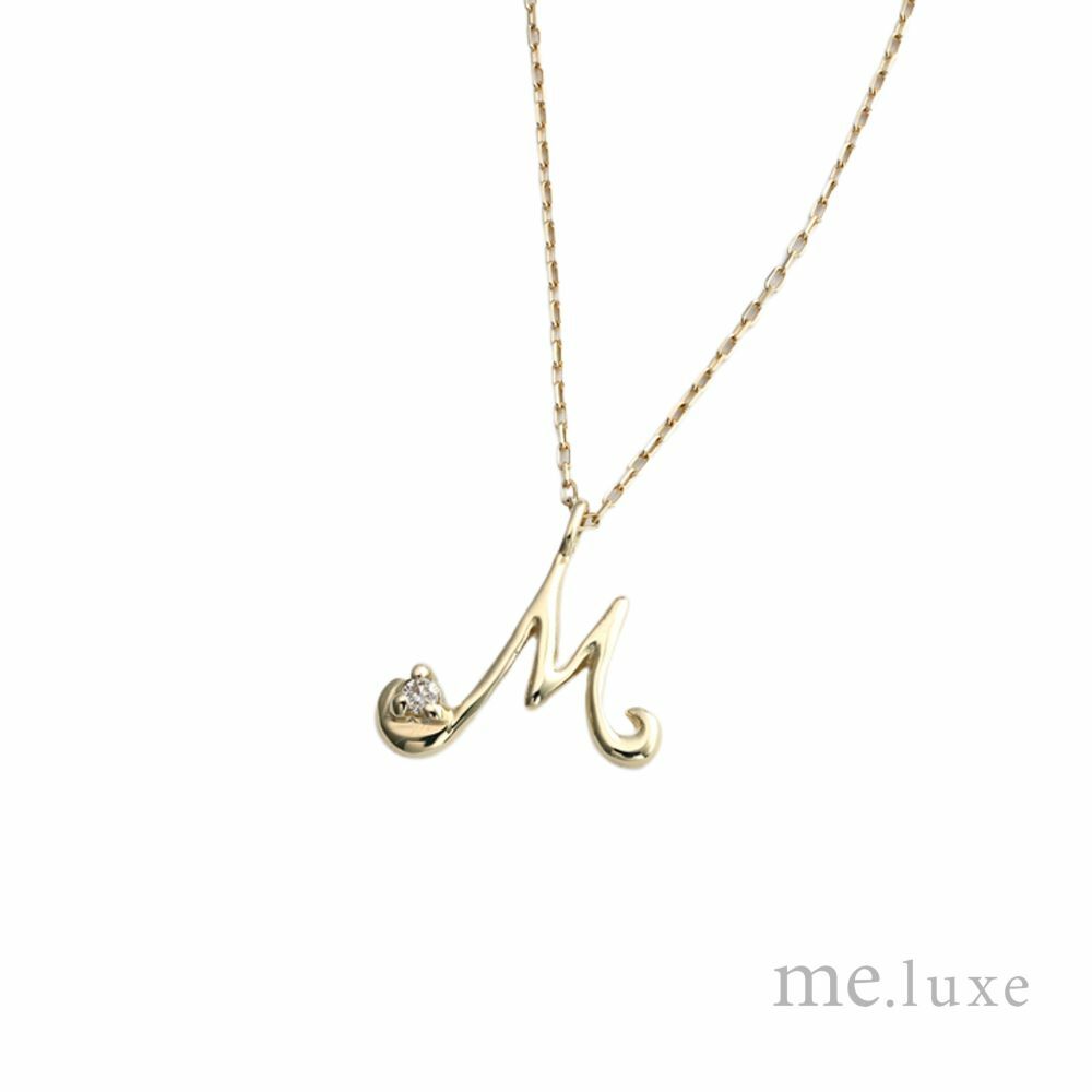 【me.luxe】K10黃K1分鑽字母鍊-M