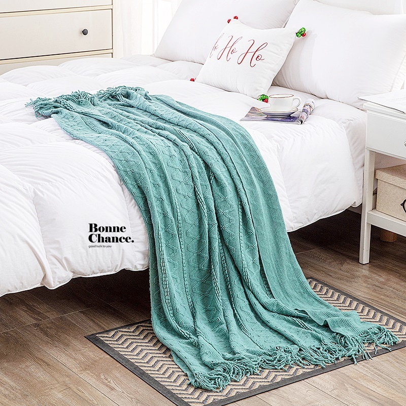 北歐麻花格紋沙發毯 六色