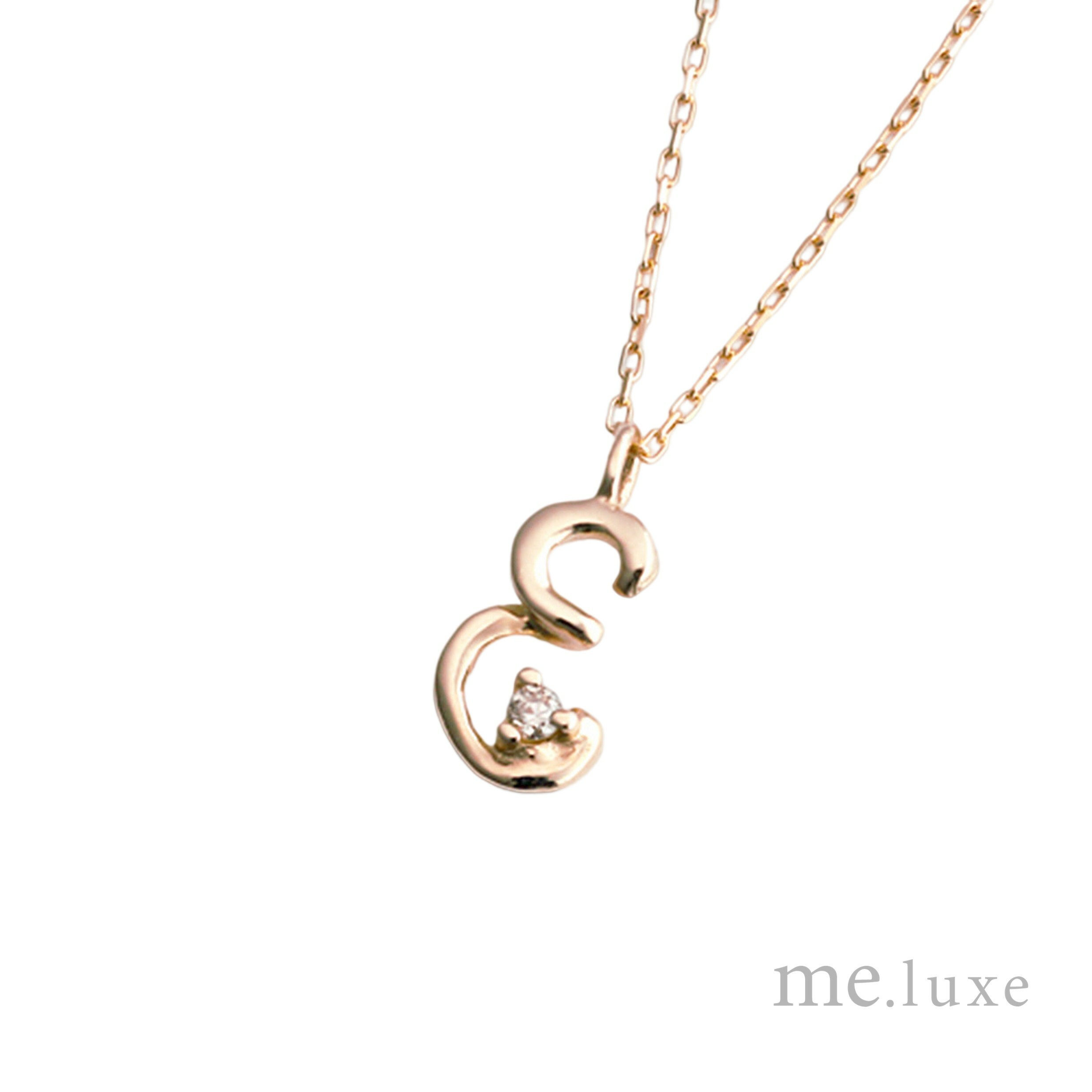 【me.luxe】K10玫金1分鑽字母鍊-E