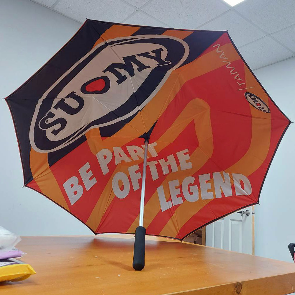 安全帽品牌訂製30"X8K雙層手開高爾夫傘,雙面數位印刷