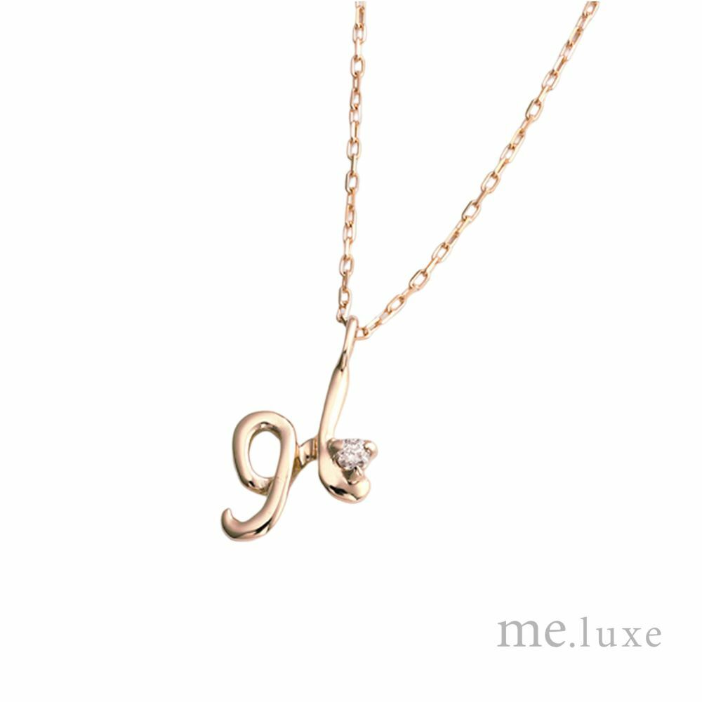 【me.luxe】K10玫金1分鑽字母鍊-H