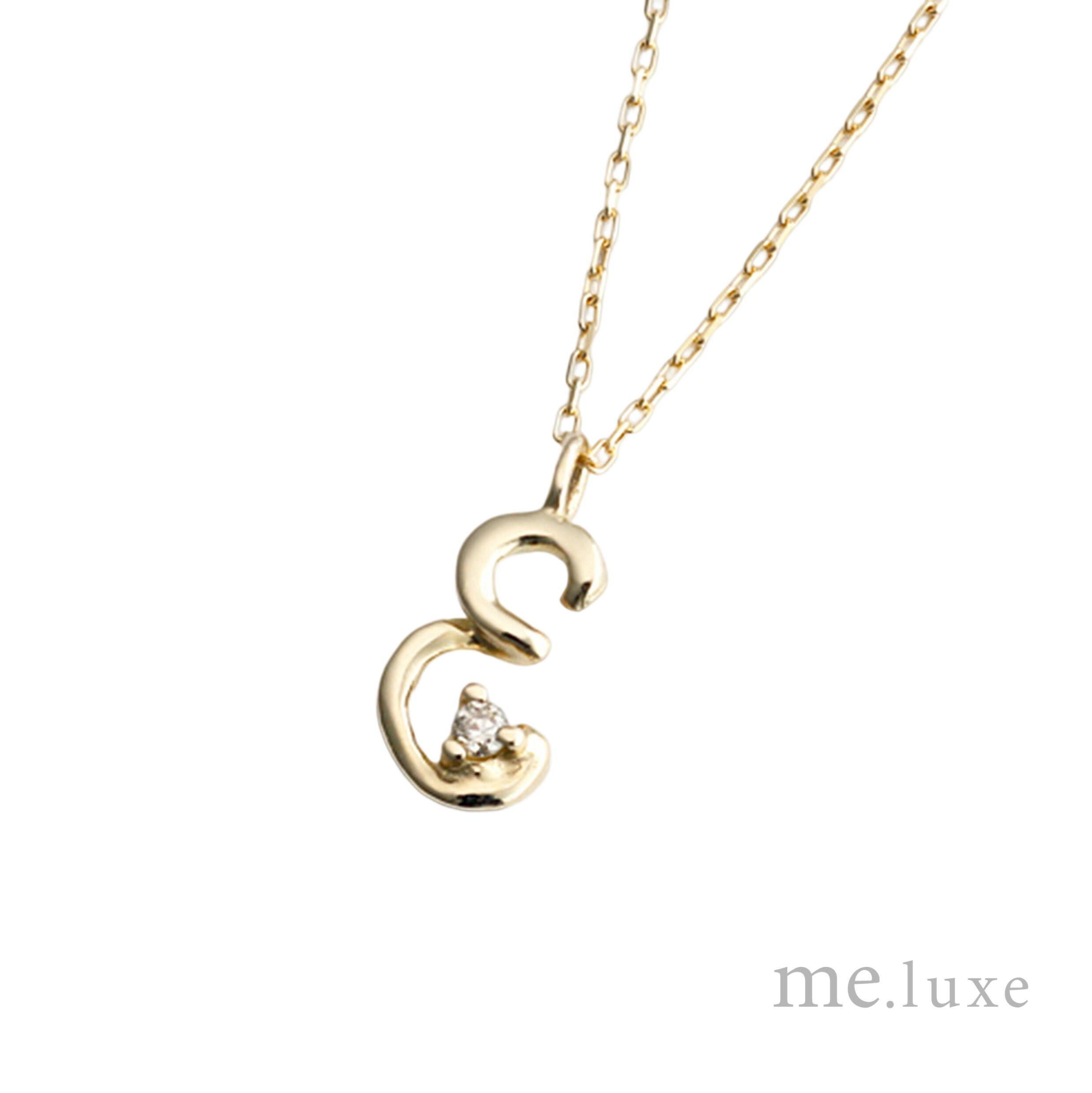 【me.luxe】K10黃K1分鑽字母鍊-E