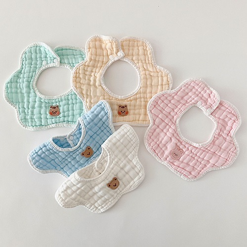 (現貨) DTD棉花糖系列8重紗波浪圍咀口水肩