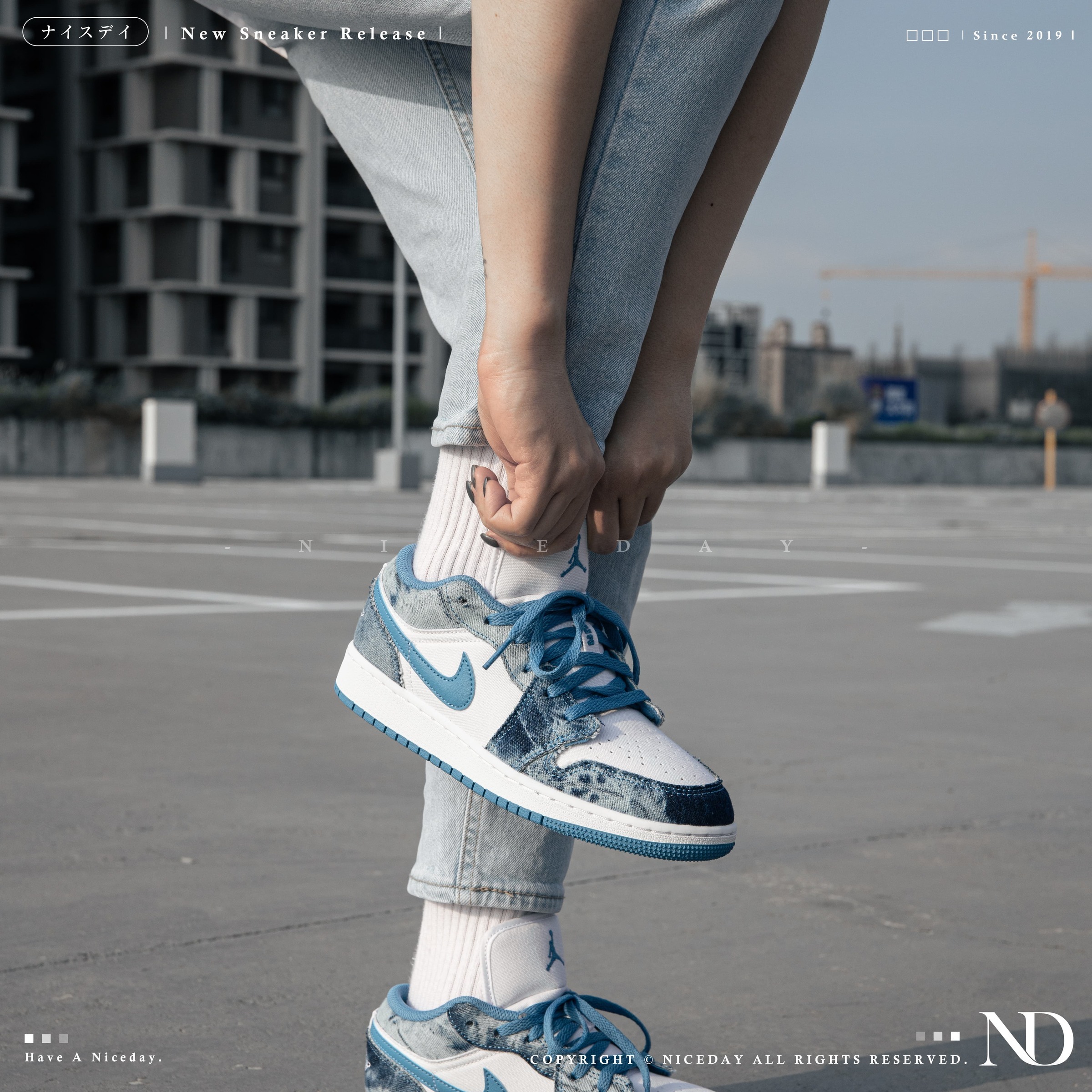 Niceday 現貨  AIR JORDAN 1 LOW 水洗 丹寧 女款 DM8947-100
