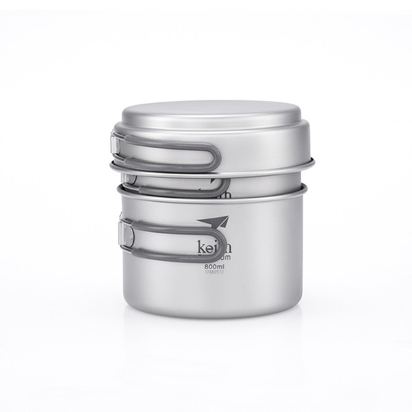【Keith】單層三件式摺疊鈦套鍋 (400ml +800ml+1200ml)