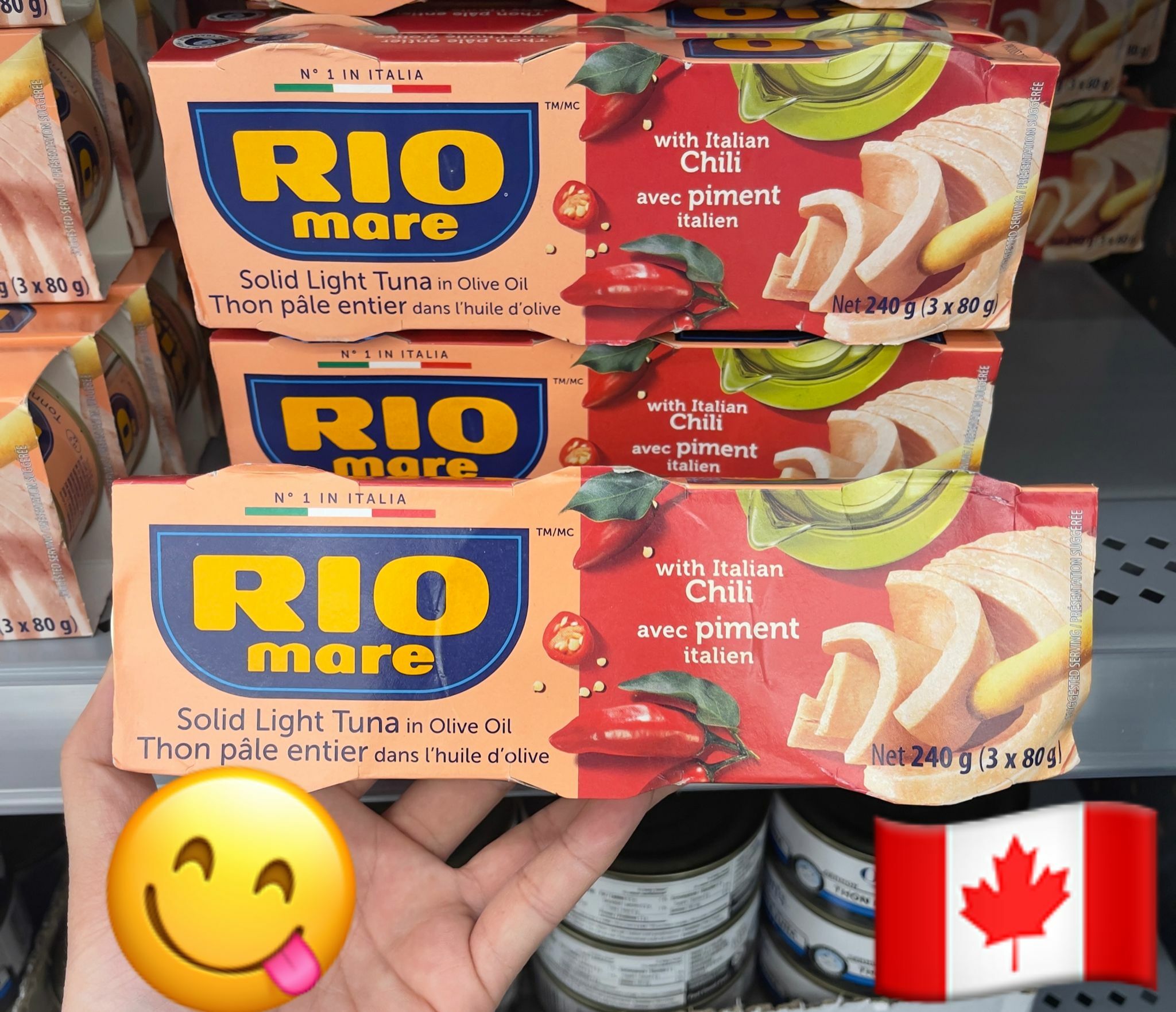 Rio mare意大利辣椒橄欖油浸吞拿魚罐頭 80g x 3罐 *如買兩pack$130**加拿大連線-不免運費* *加拿大連線貨品會獨立寄出*