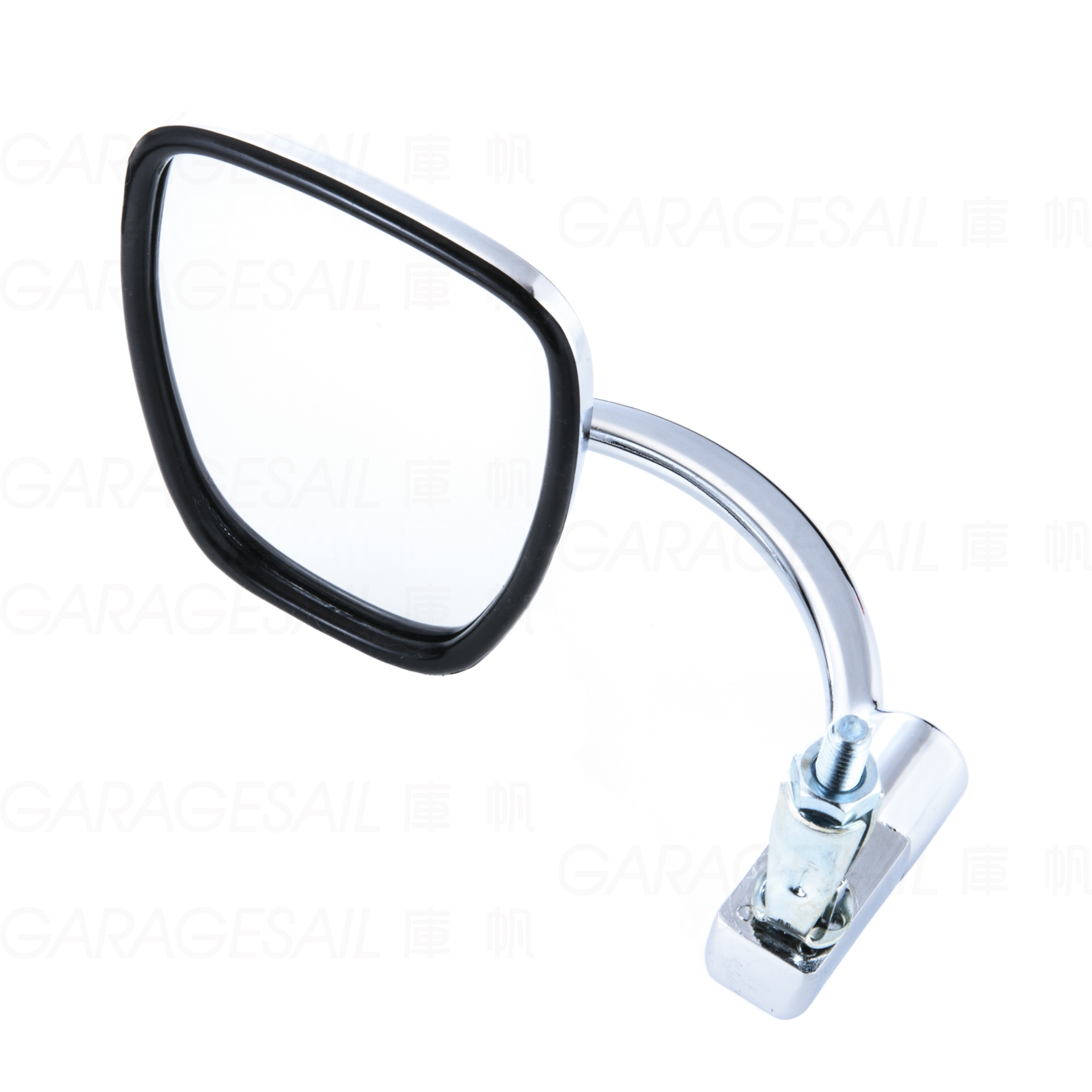 把手端 後照鏡 經典 梯形 - 銀
