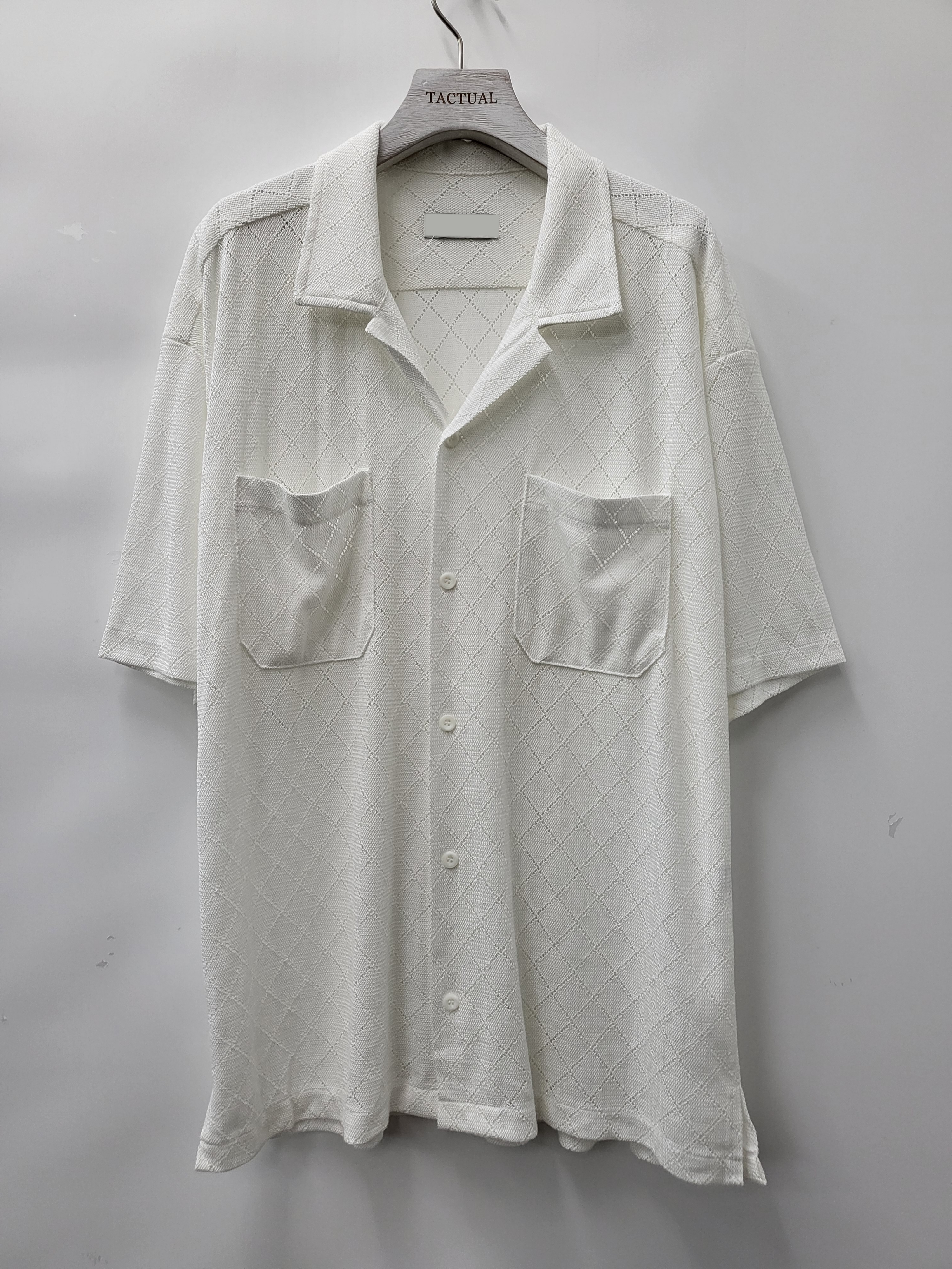 淨色暗菱格短袖恤衫 S2112