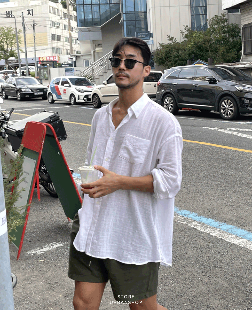 棉麻透氣長袖襯衫 / 黑 / 不提供退換貨