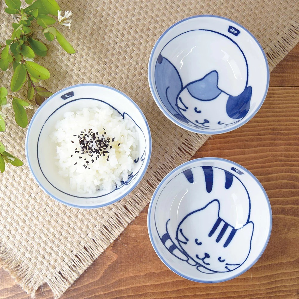 日本製造🇯🇵Fuku Fuku Nyanko 輕質靛藍染色碗