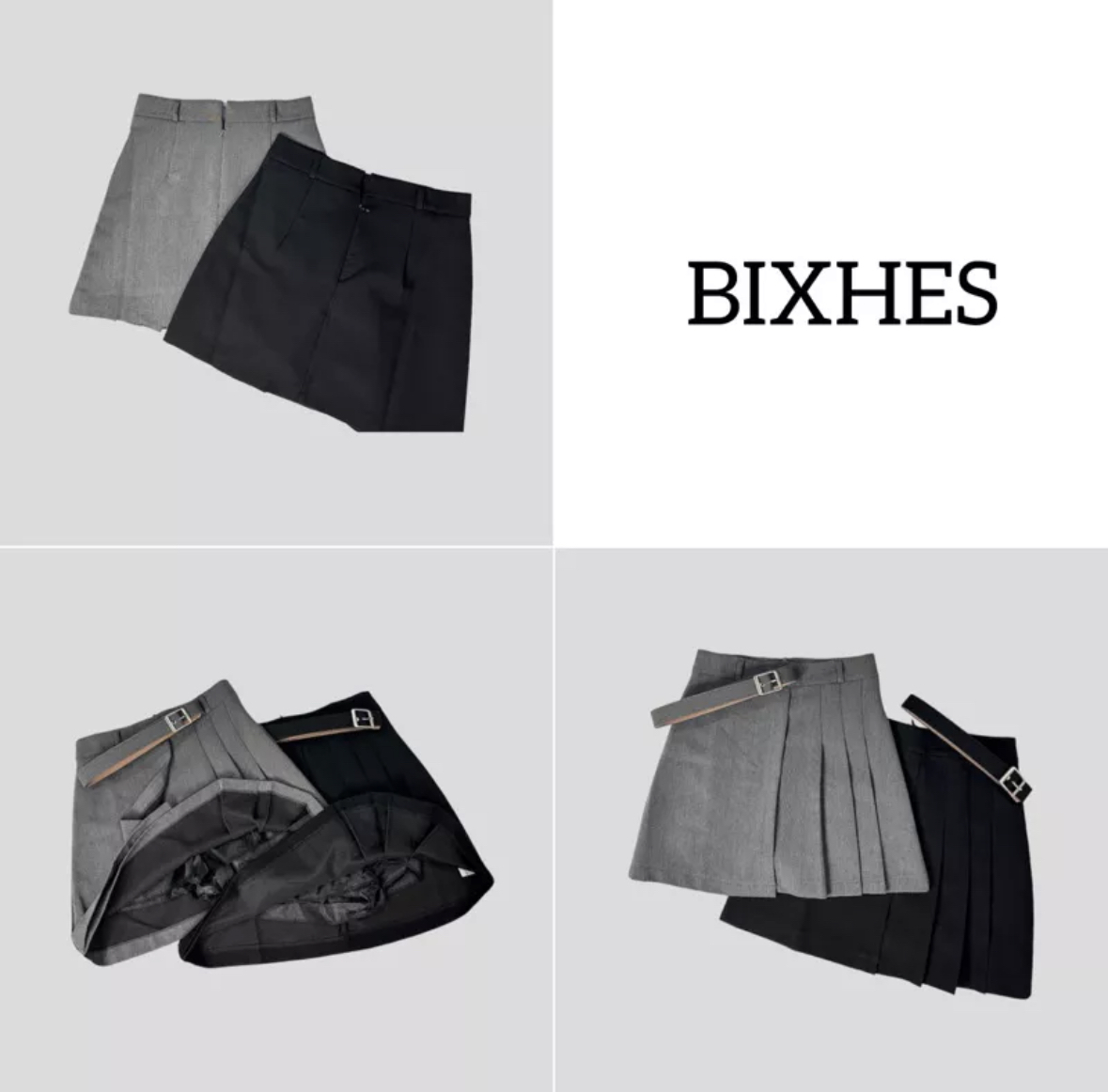 質感西裝半百褶裙(附皮帶)(D00003)