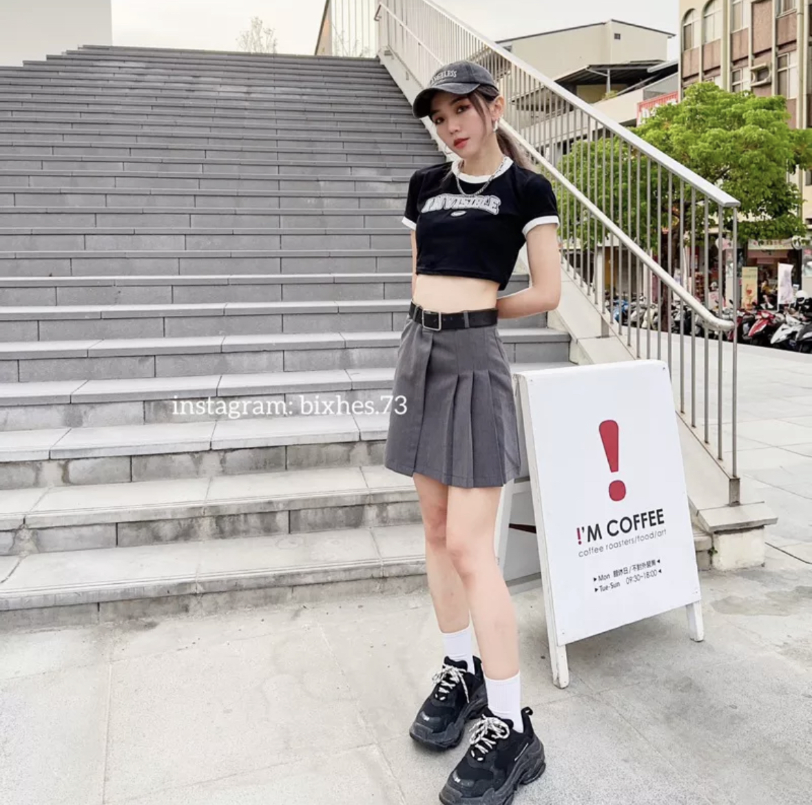 質感西裝半百褶裙(附皮帶)(D00003)