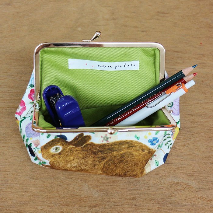 布川愛子 兔子花園 帆布口金包 L｜日本表現社