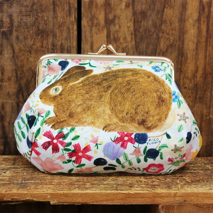 布川愛子 兔子花園 帆布口金包 L｜日本表現社