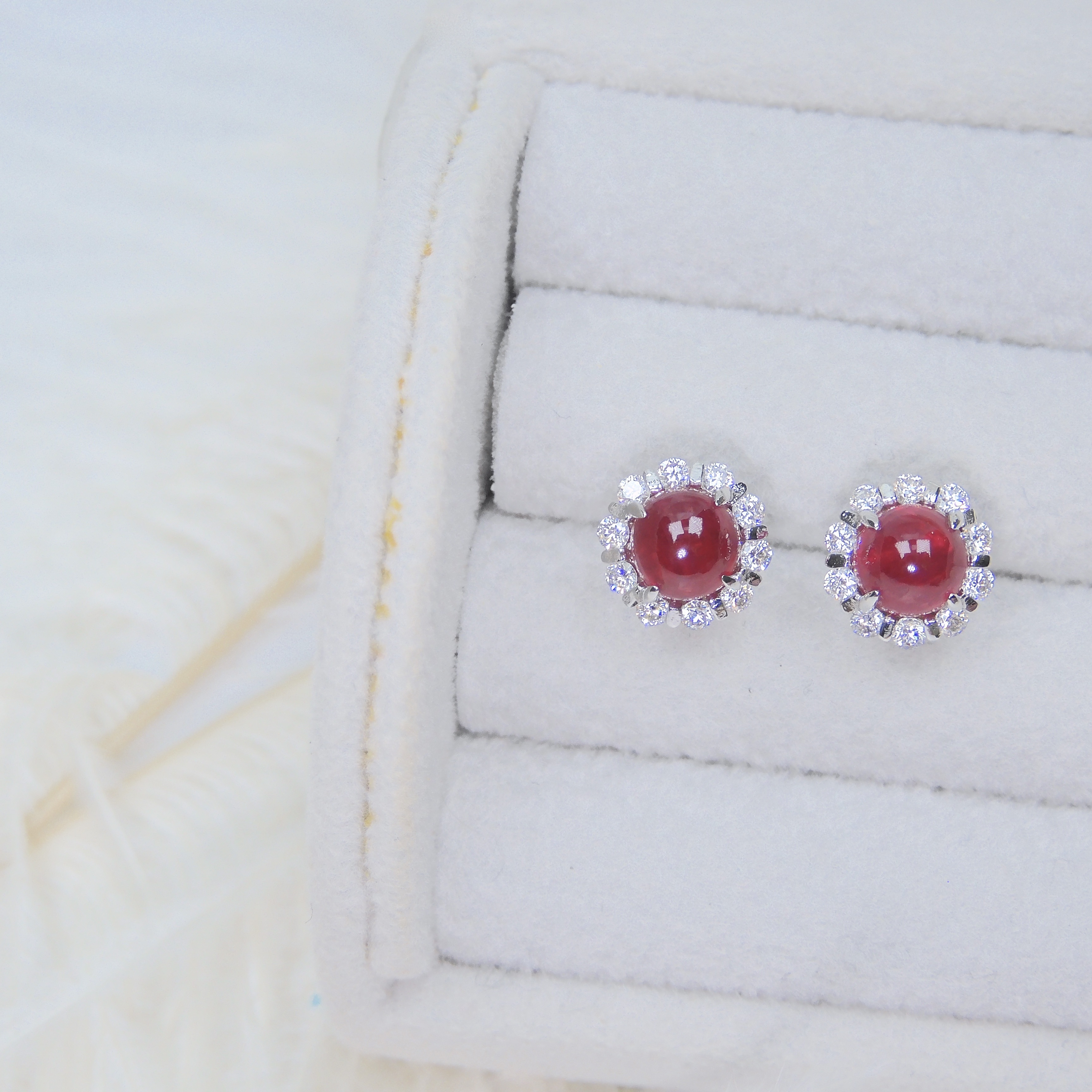 18K金 1.83ct 紅寶石耳釘