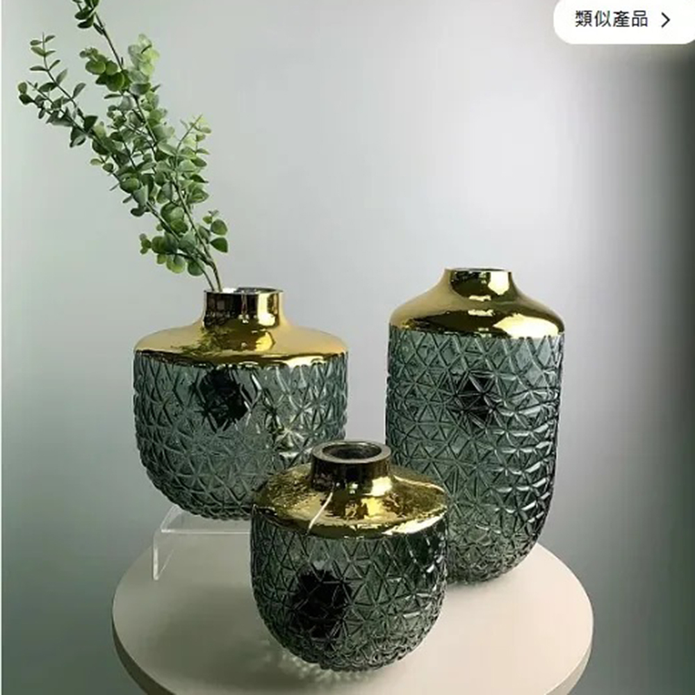 AULICA｜綠色金邊花瓶