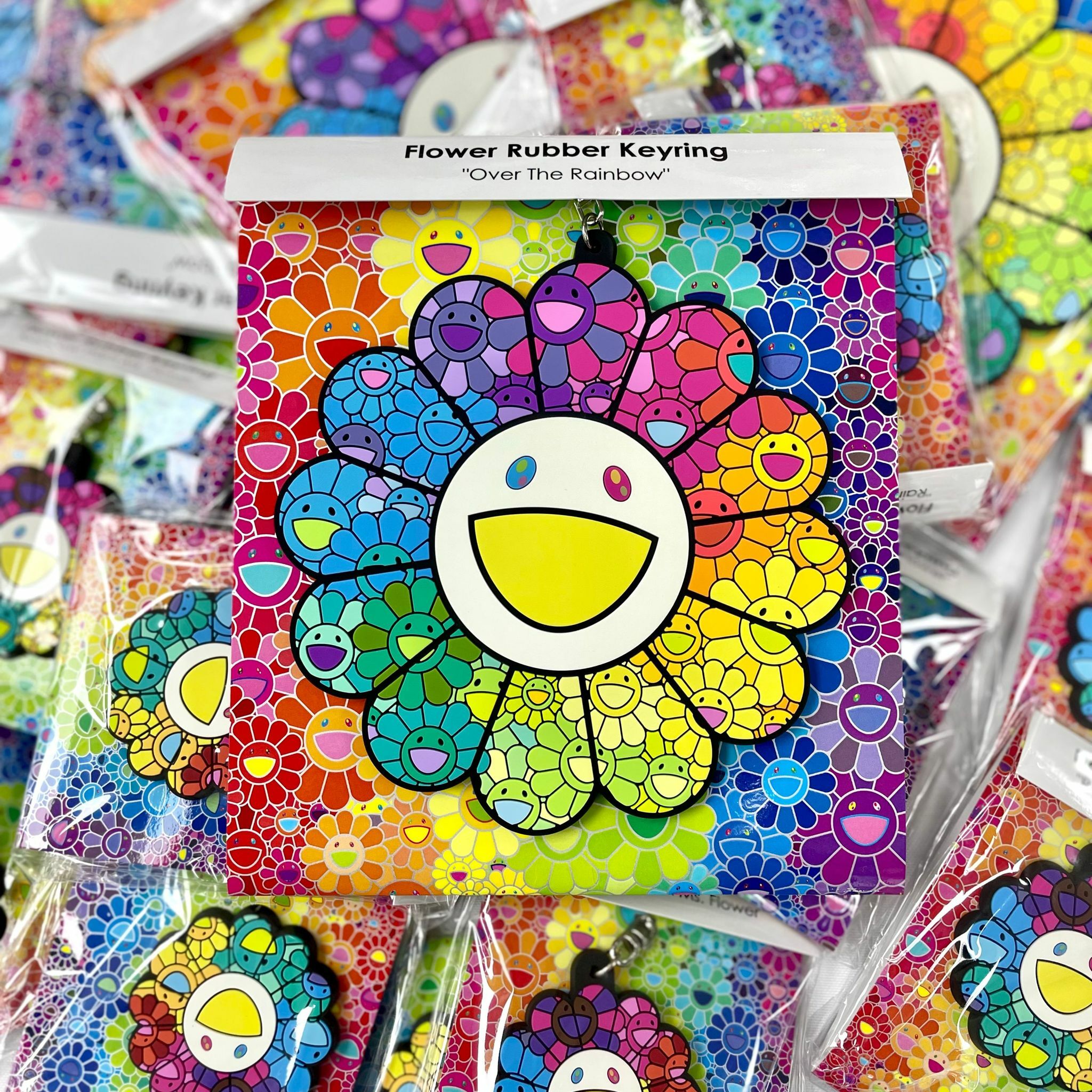 Rainbow Flower Rubber Keyring