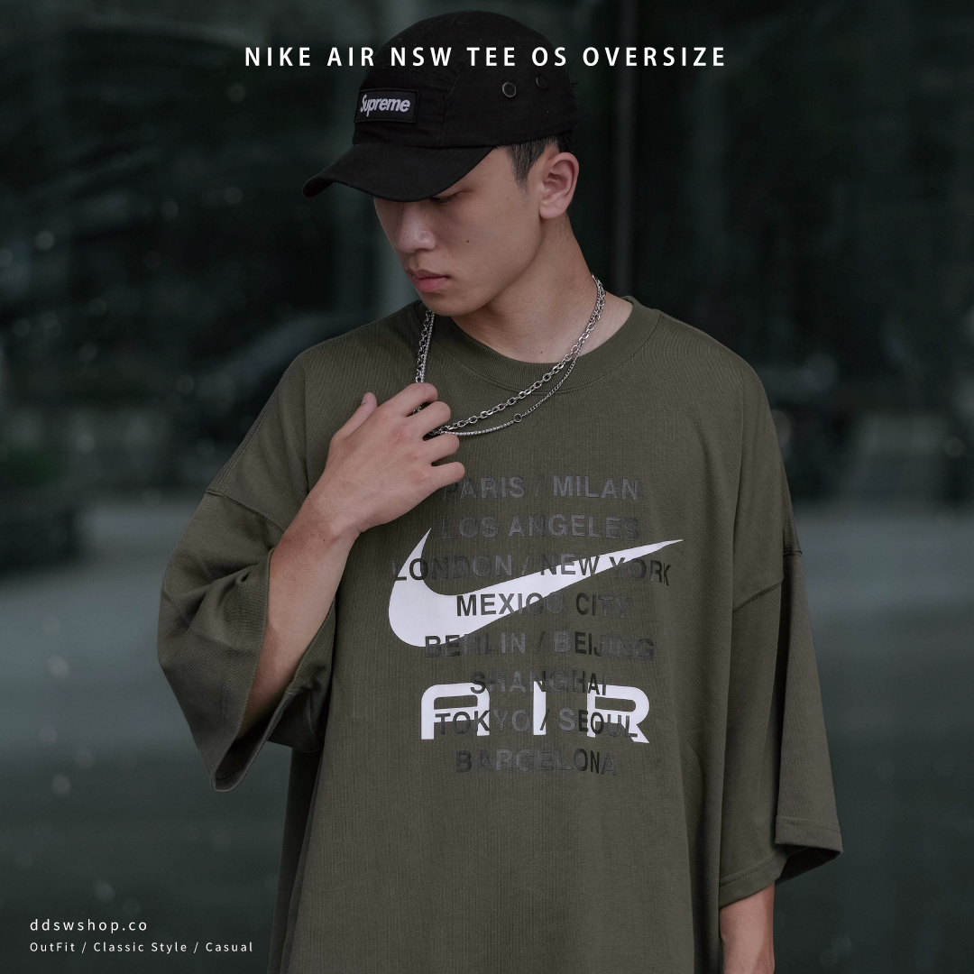 Nike Sportswear 短袖 大勾AIR文字短踢 墨綠色 FD1250-222