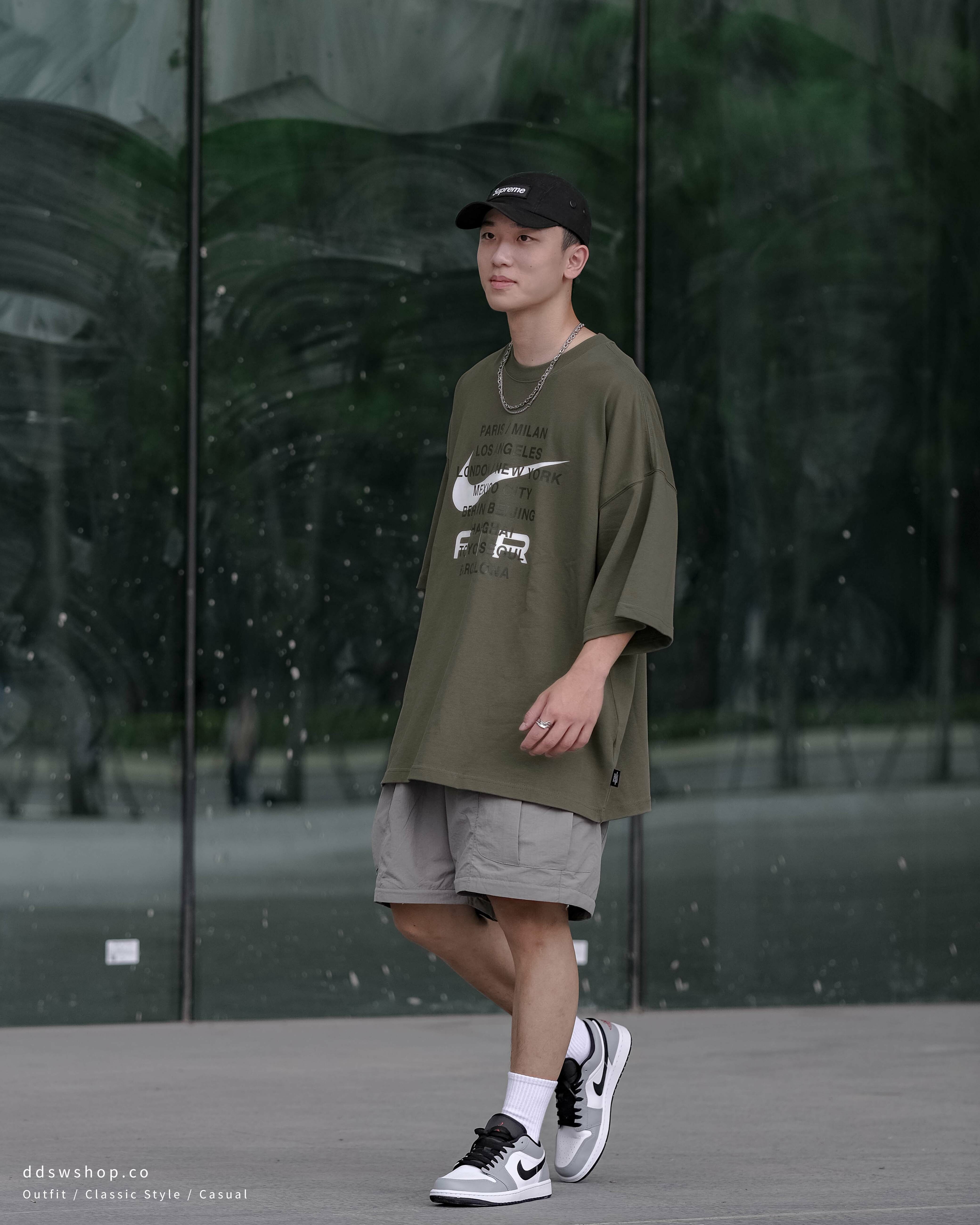 Nike Sportswear 短袖 大勾AIR文字短踢 墨綠色 FD1250-222