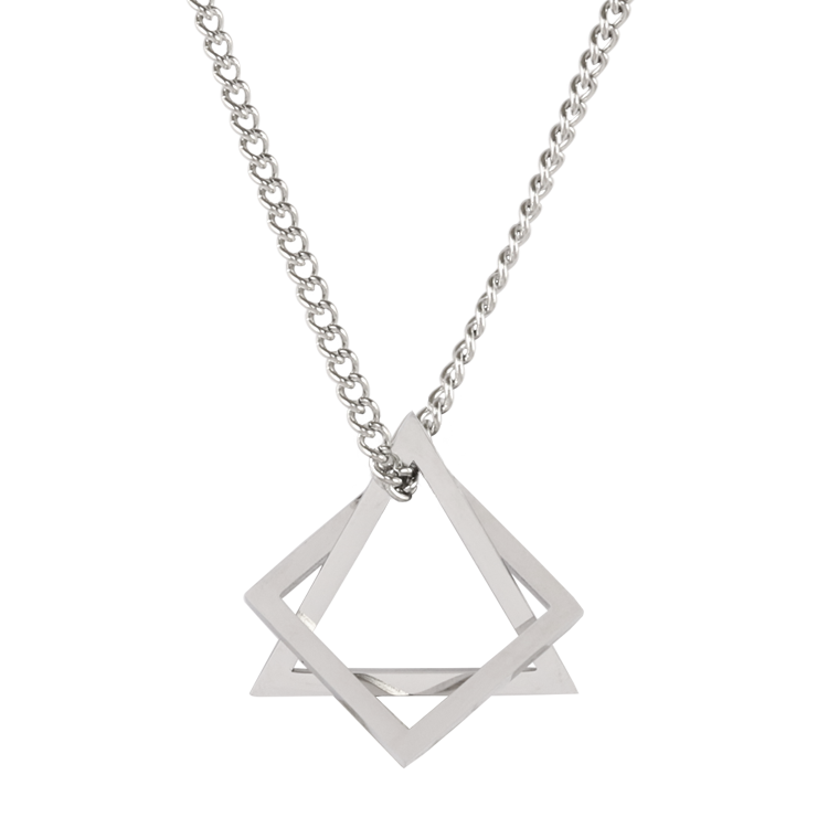白鋼項鍊，男士項鍊 簡約幾何三角形；網帥潮男同款百搭項鍊（3533銀色）