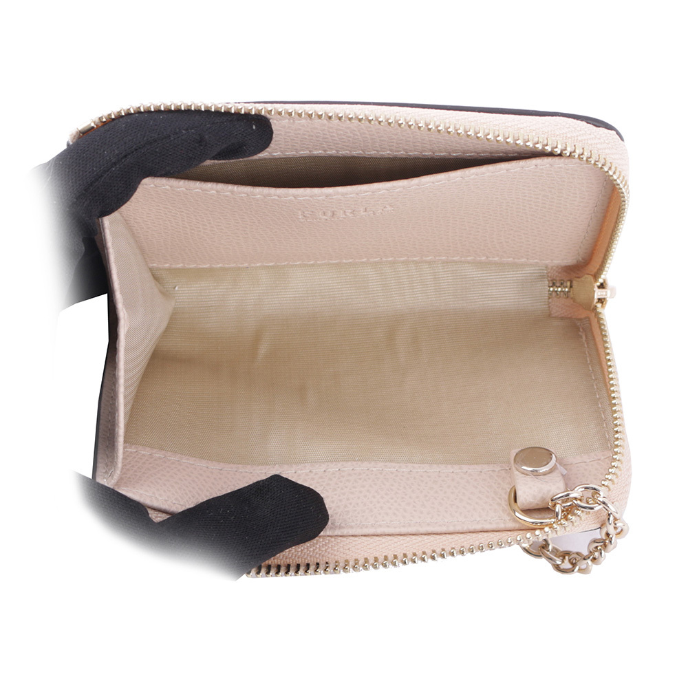 【FURLA】Camelia L 型拉鍊附鑰匙圈零錢/卡夾包(芭蕾粉) WR00435 ARE000 B4L00