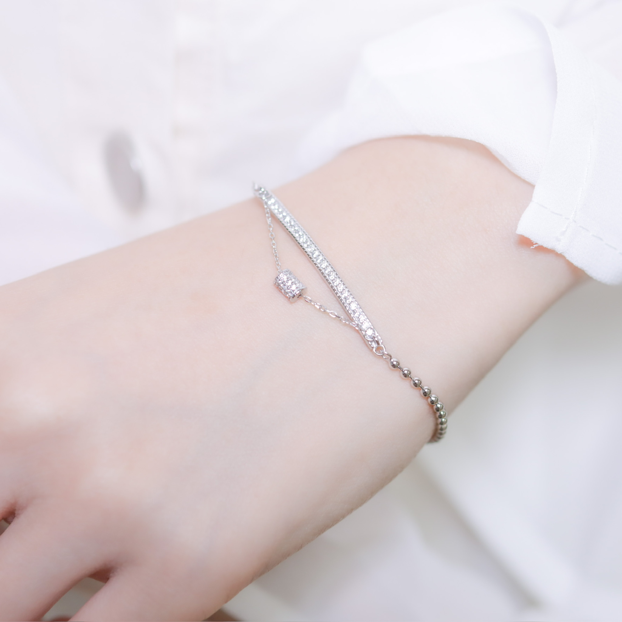 | 925 Silver・ White Gold | Classic Tambourine Bracelet | BR0913 |