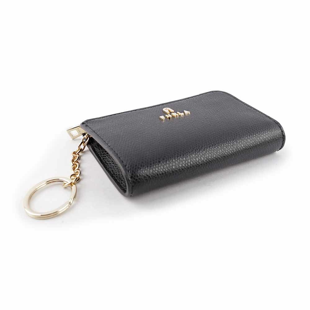 【FURLA】Camelia L 型拉鍊附鑰匙圈零錢/卡夾包(黑色) WR00435 ARE000 O6000