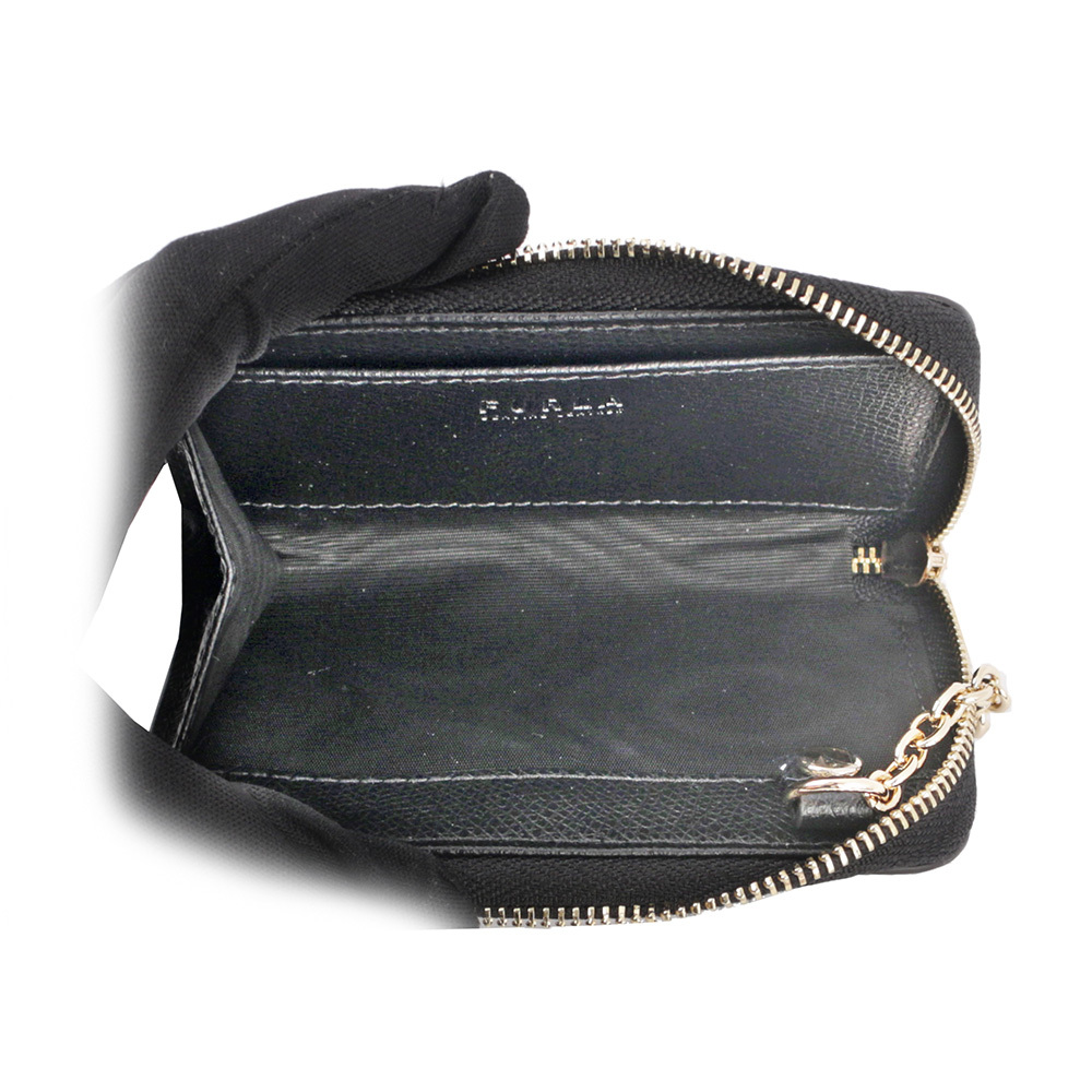 【FURLA】Camelia L 型拉鍊附鑰匙圈零錢/卡夾包(黑色) WR00435 ARE000 O6000