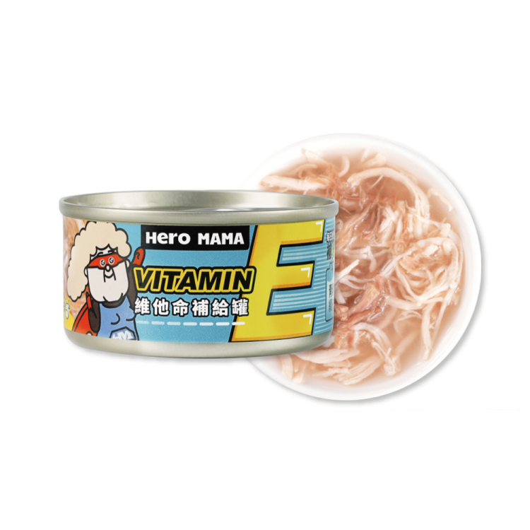 台灣 HeroMama 維他命補給罐 - 牛肉雞絲 (維他命E添加) 80g (任選6罐$72)