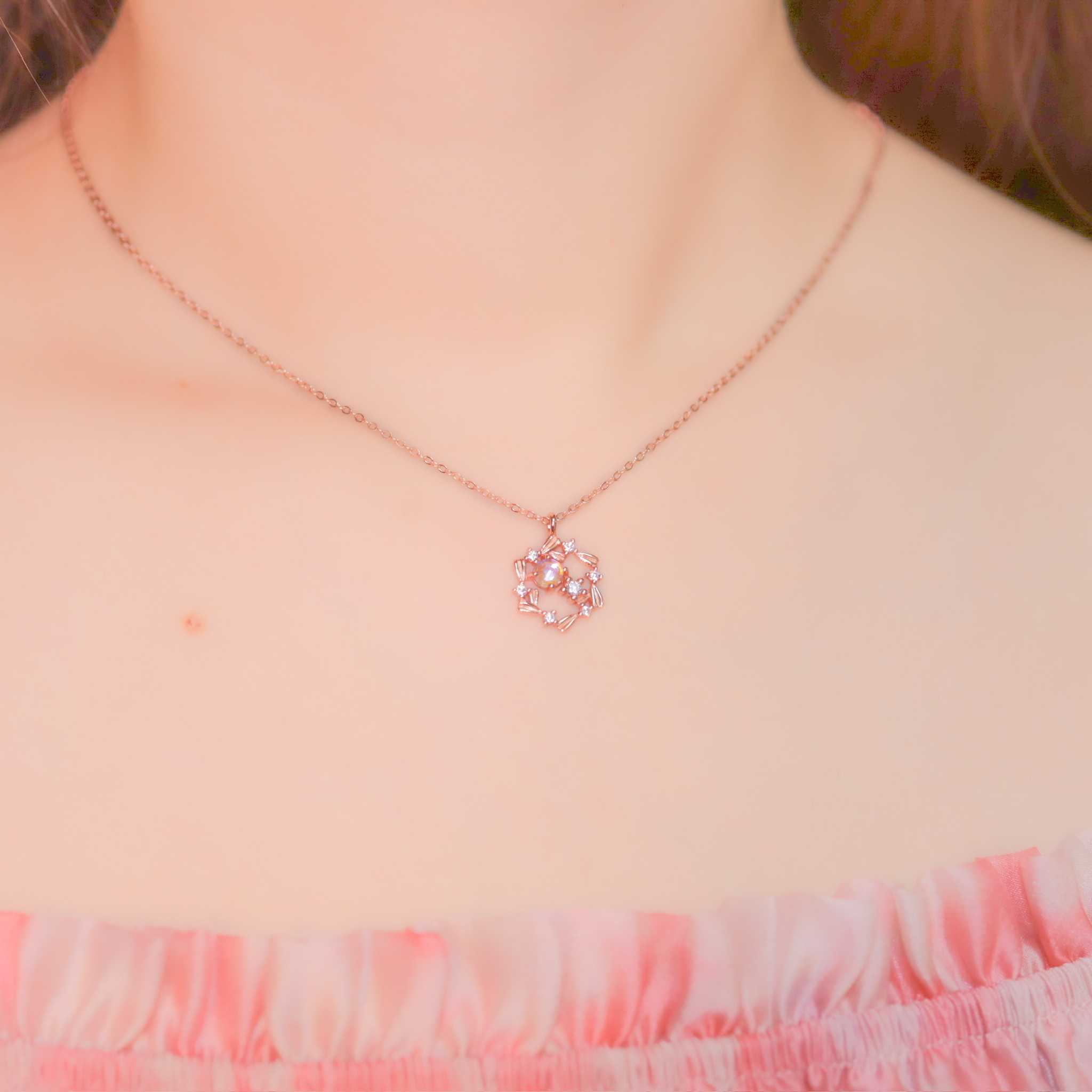 | 925純銀・玫瑰金 | 花漾氛圍項鍊 | NE0896 |