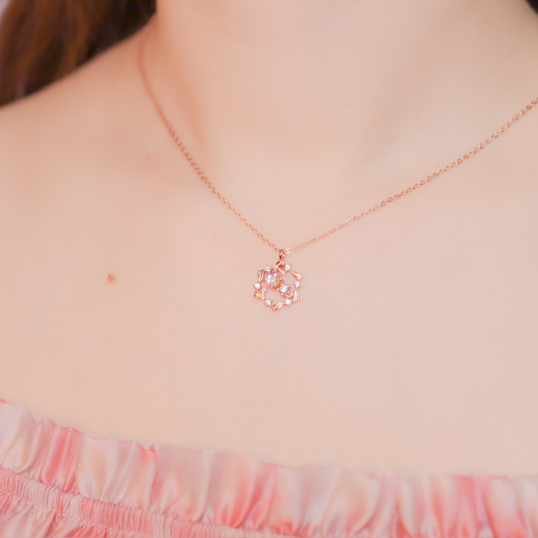 | 925純銀・玫瑰金 | 花漾氛圍項鍊 | NE0896 |