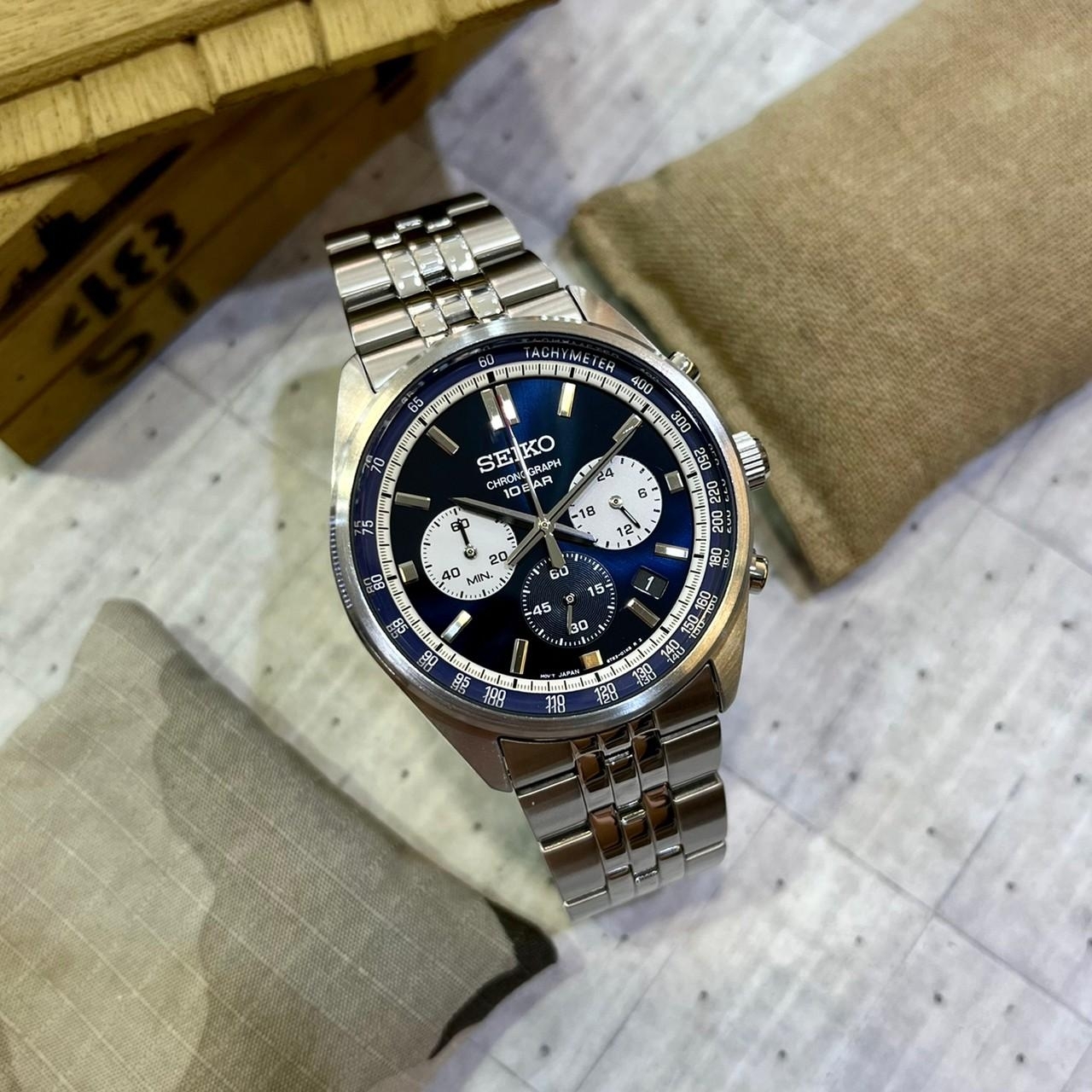 【SEIKO 精工】CS系列熊貓錶計時手錶-藍色 8T63-00W0B 41.5mm 現代鐘錶