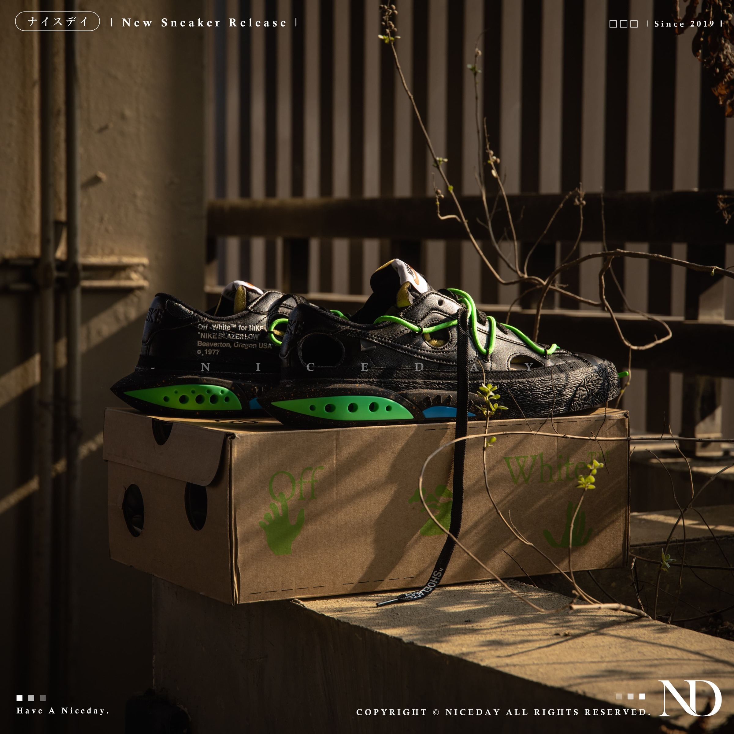 NICEDAY 代購 Nike Blazer Low Off-White 黑綠 解構 聯名 DH7863-001